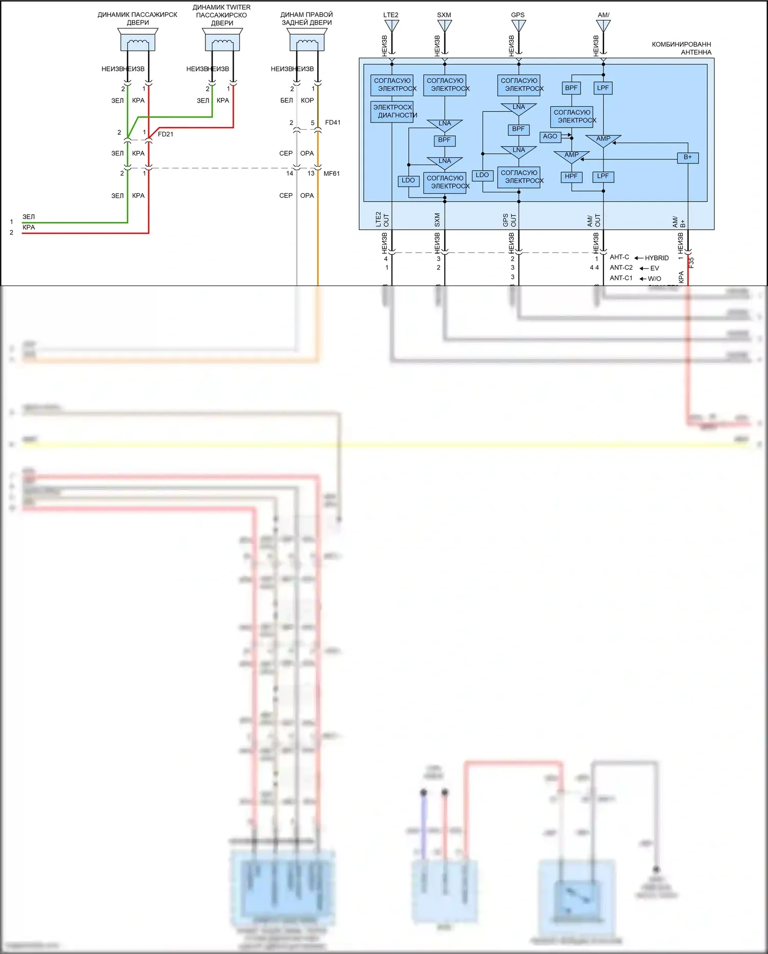 IONIQ Hyundai I (2016-2024): Электросхема навигации, без усилителя (2 из 3) 