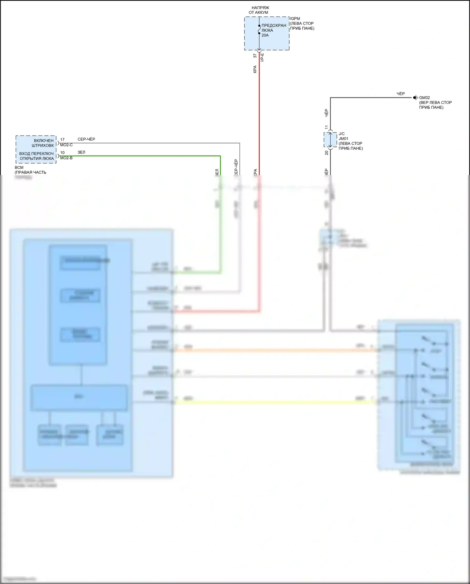 IONIQ Hyundai I (2016-2024): Электросхема складной крыши/люка 