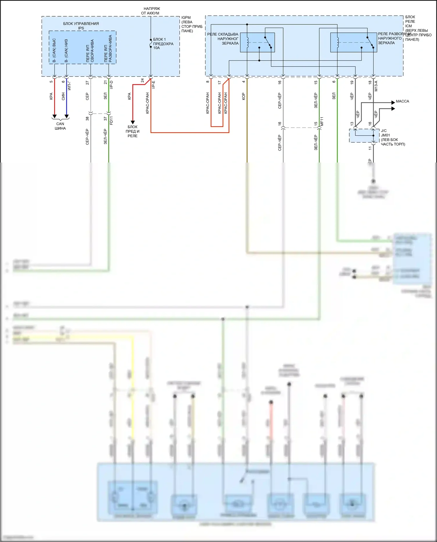 IONIQ Hyundai I (2016-2024): Управление зеркалами заднего вида электросхема (2 из 2) 