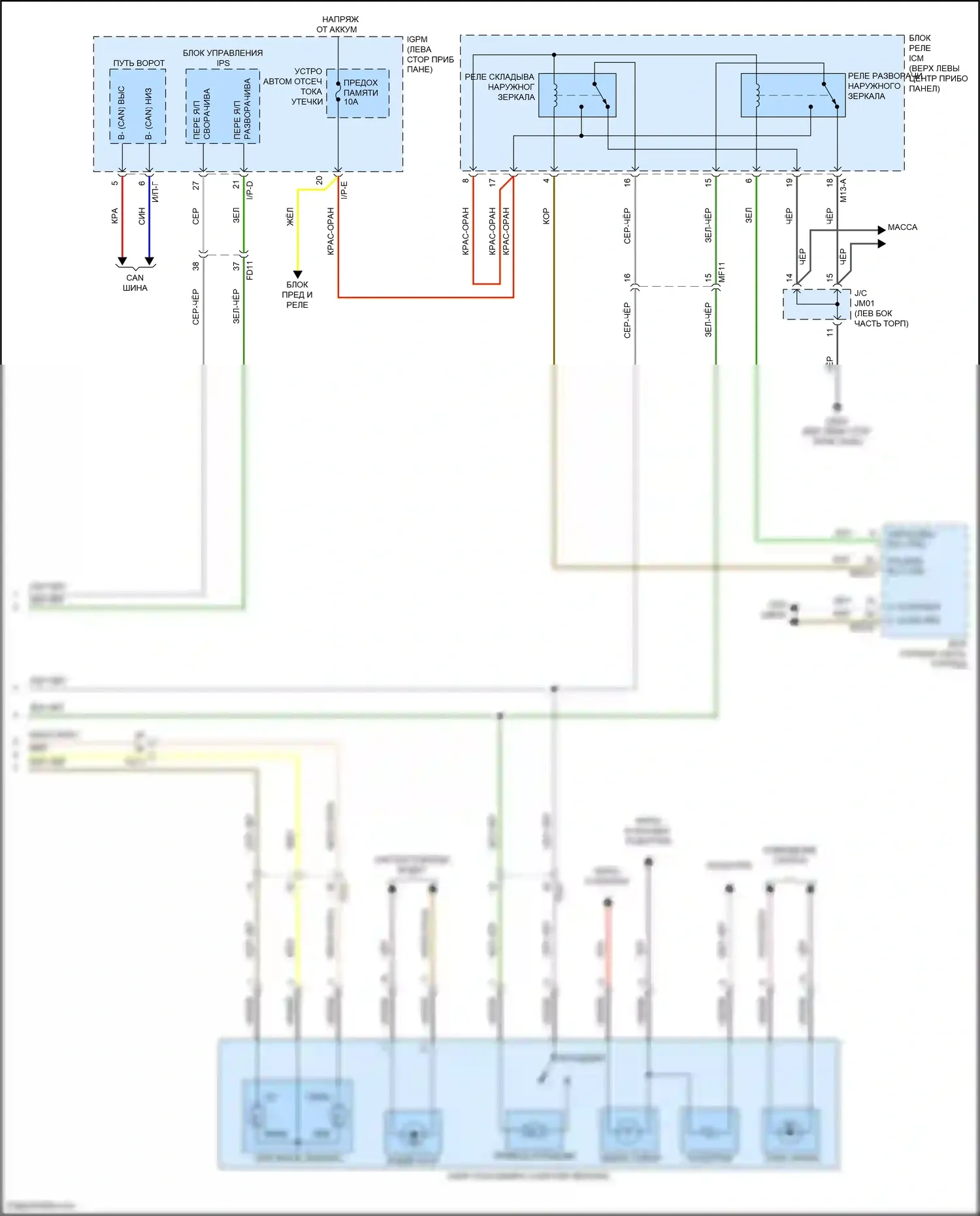 IONIQ Hyundai I (2016-2024): Управление зеркалами заднего вида электросхема, кроме электрической (2 из 2) 