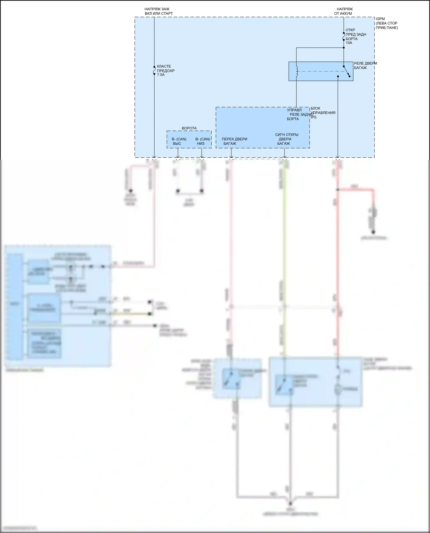 Kona Hyundai I рестайлинг (2020-2024): Электросхема выпуска двери багажника 