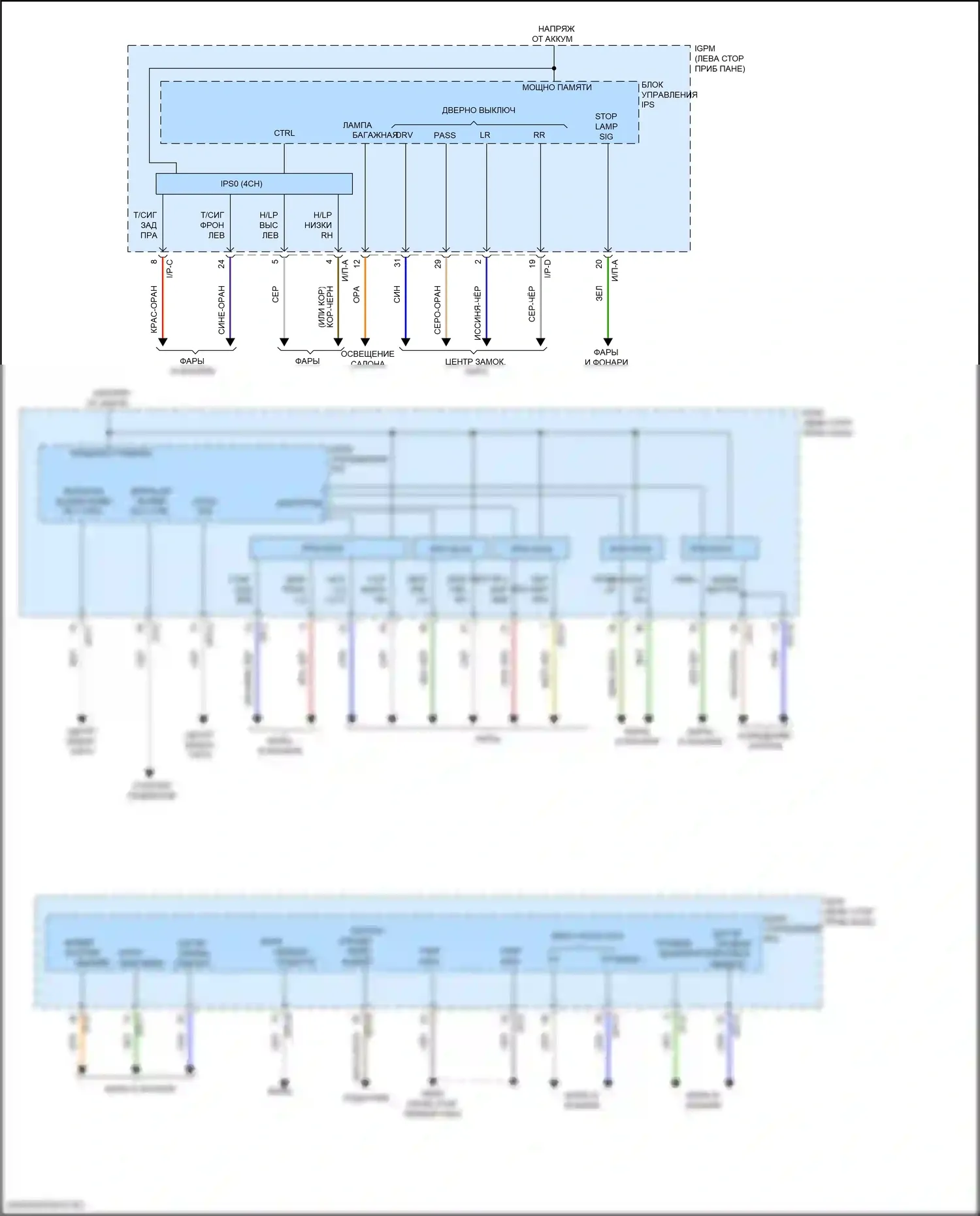 Kona Hyundai I рестайлинг (2020-2024): Электросхема блока управления ips (2 из 2) 