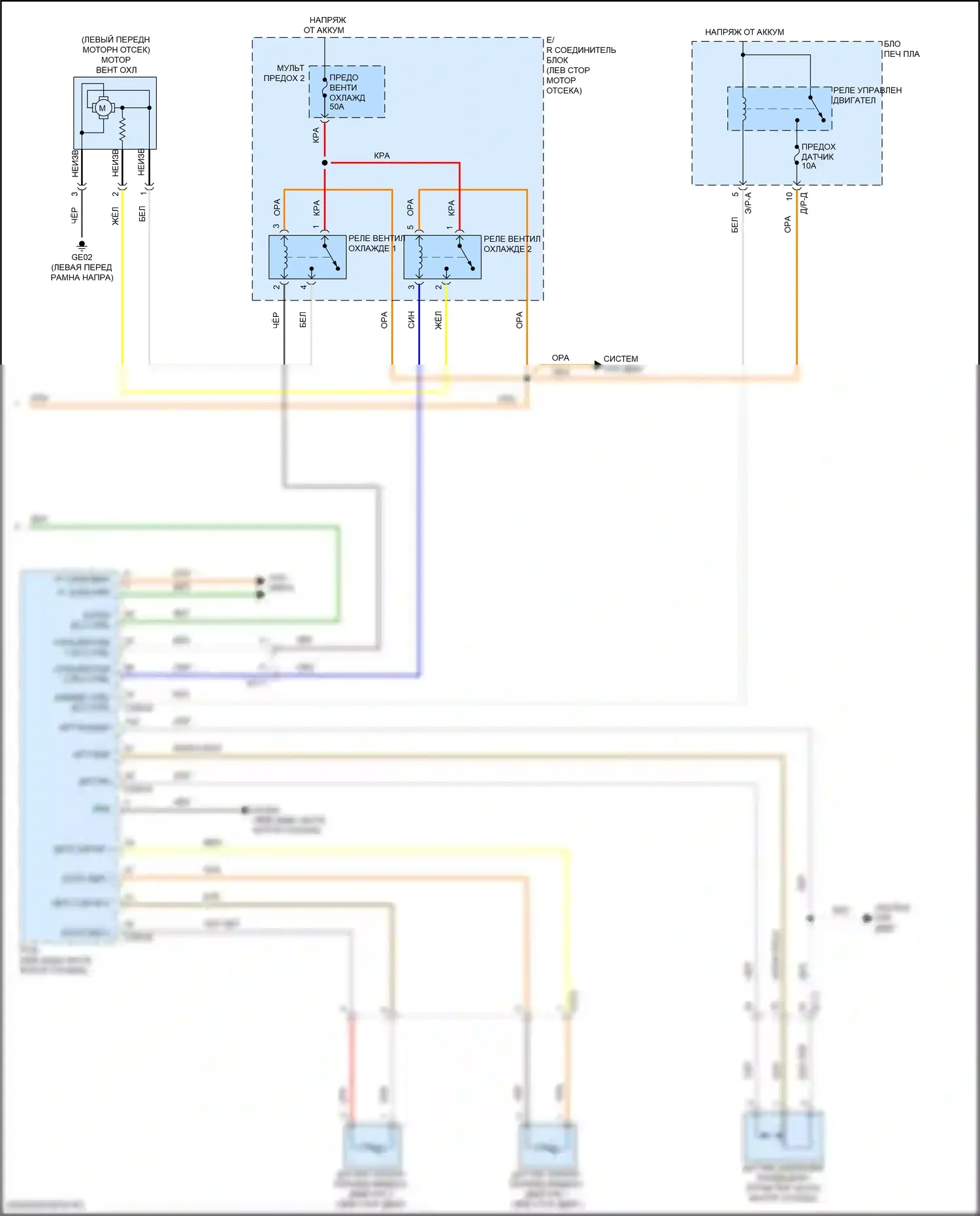Kona Hyundai I рестайлинг (2020-2024): Электросхема ручного кондиционера (3 из 3) 