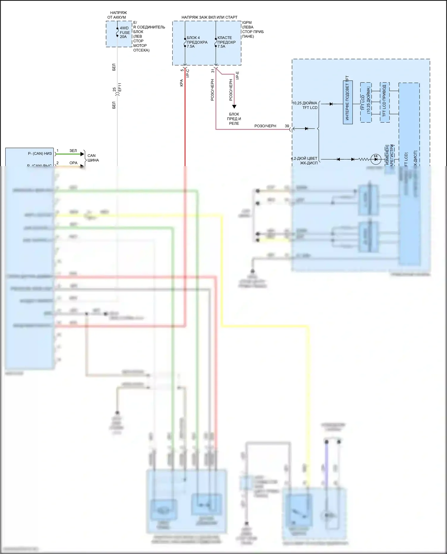Kona Hyundai I рестайлинг (2020-2024): 2,0л, электросхема раздаточной коробки 
