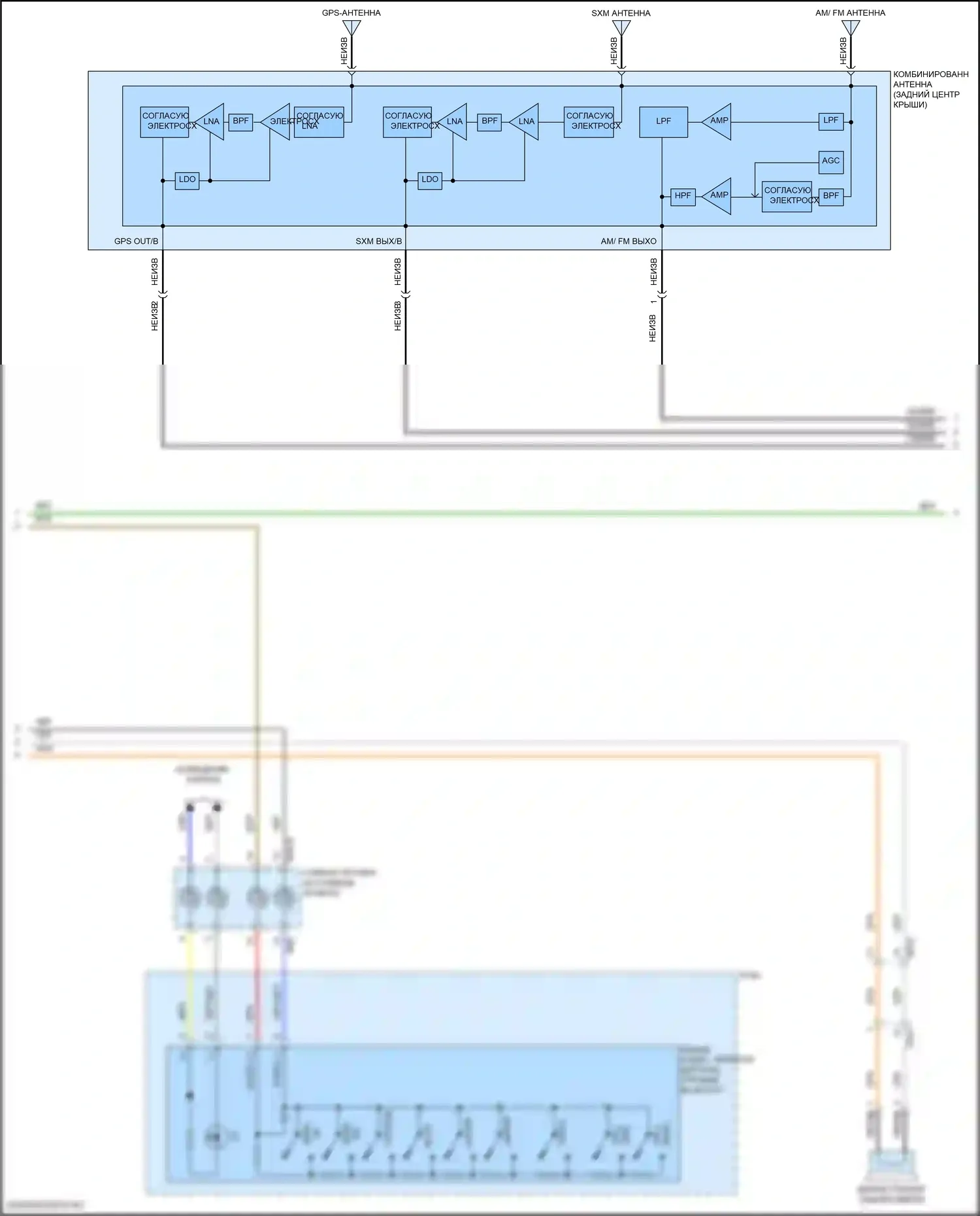 Kona Hyundai I рестайлинг (2020-2024): Электросхема магнитолы, без навигации (2 из 3) 