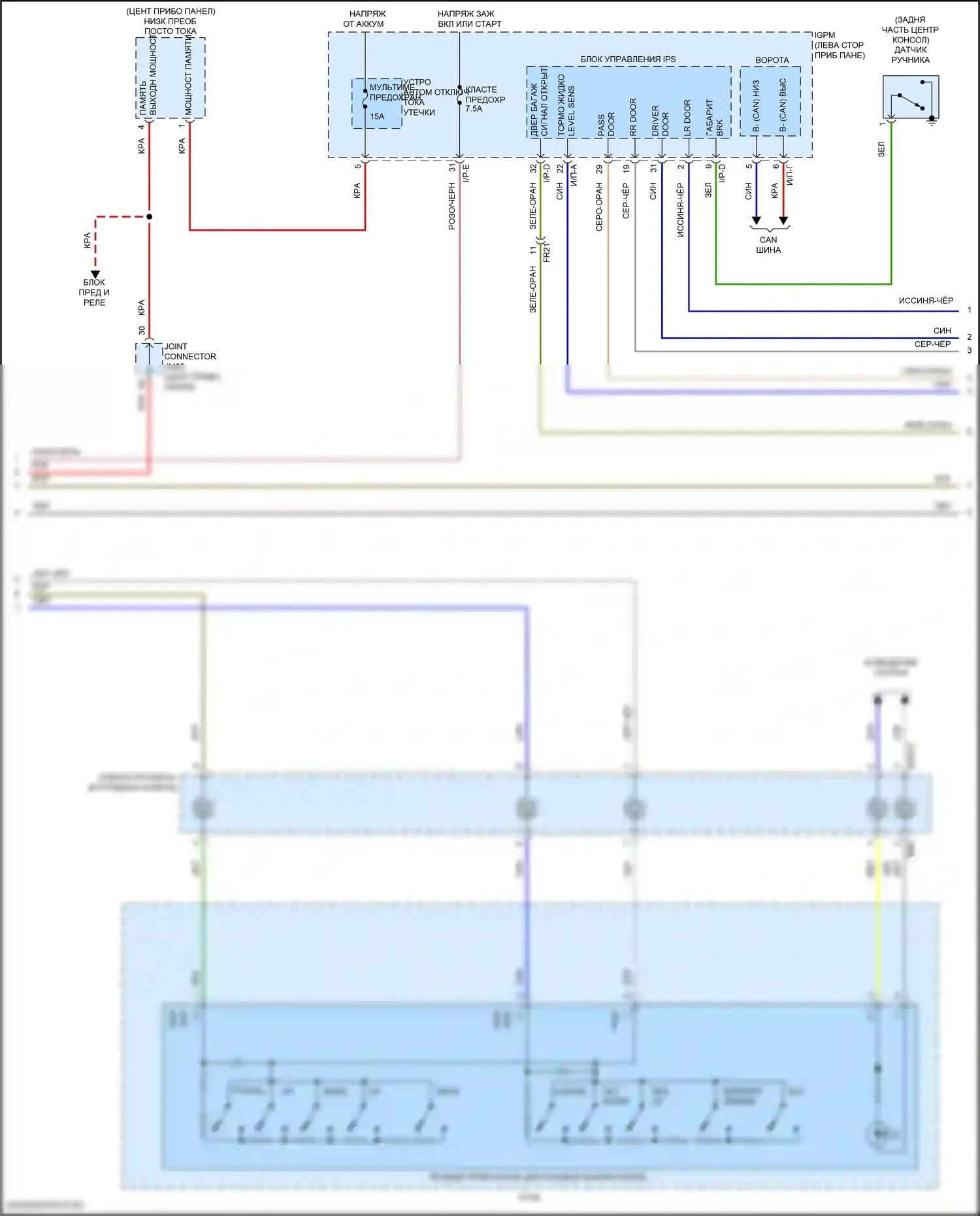 Kona Hyundai I рестайлинг (2020-2024): Электросхема приборной панели, с 10,25-дюймовым tft lcd (2 из 3) 