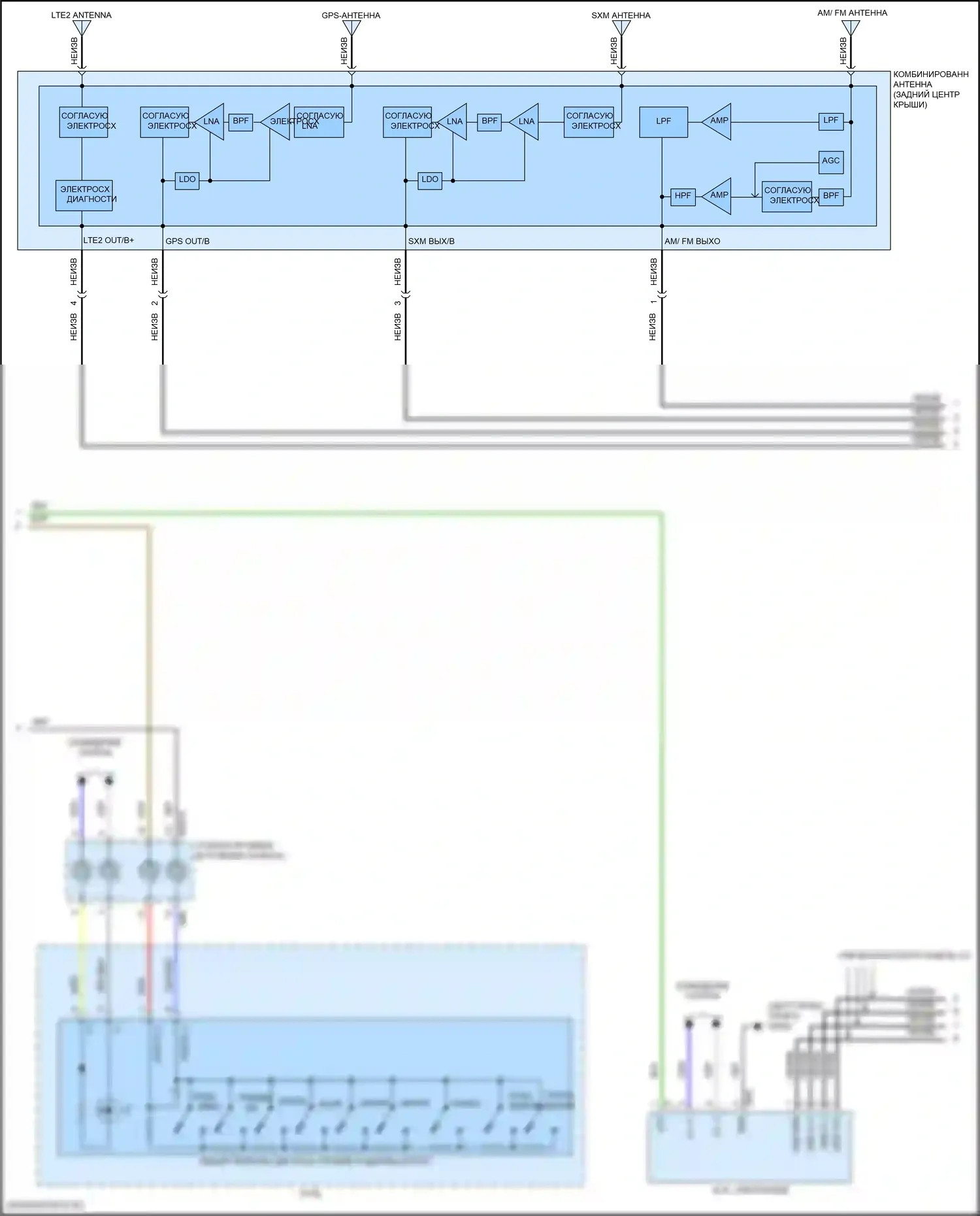 Kona Hyundai I рестайлинг (2020-2024): Электросхема навигации, без усилителя (2 из 3) 