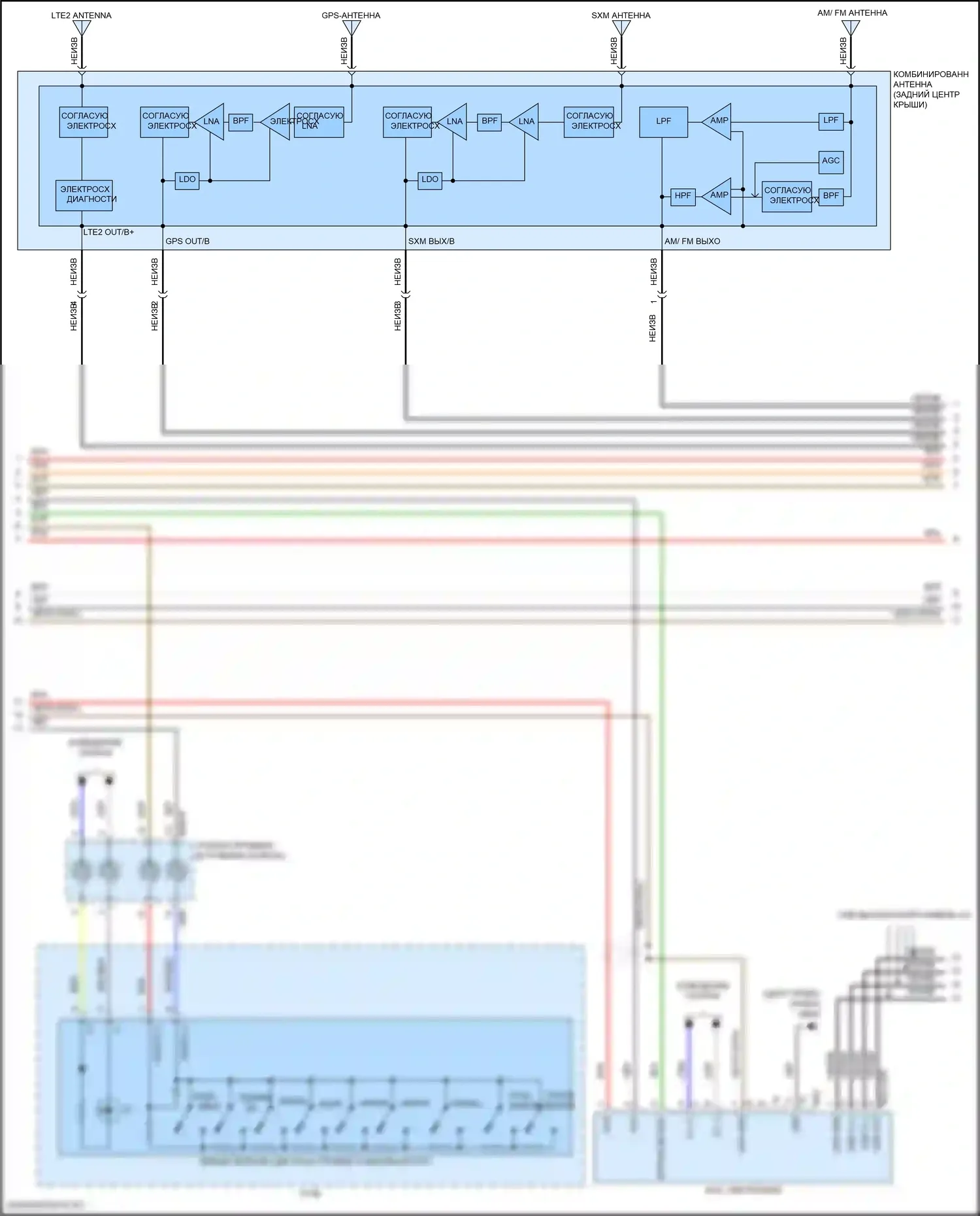 Kona Hyundai I рестайлинг (2020-2024): Электросхема навигации, с усилителем (2 из 4) 