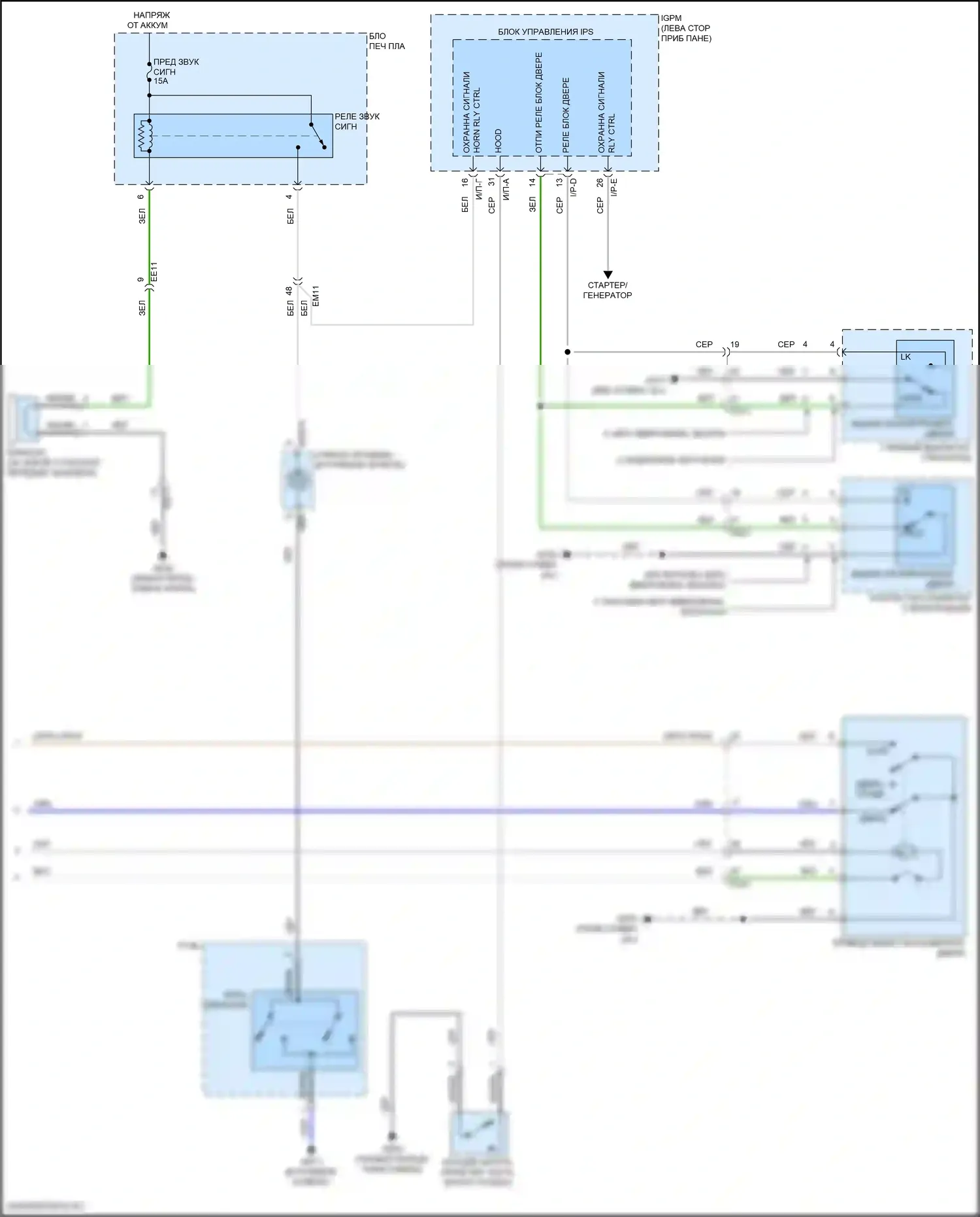 Kona Hyundai I рестайлинг (2020-2024): Электросхема центрального замка (2 из 2) 