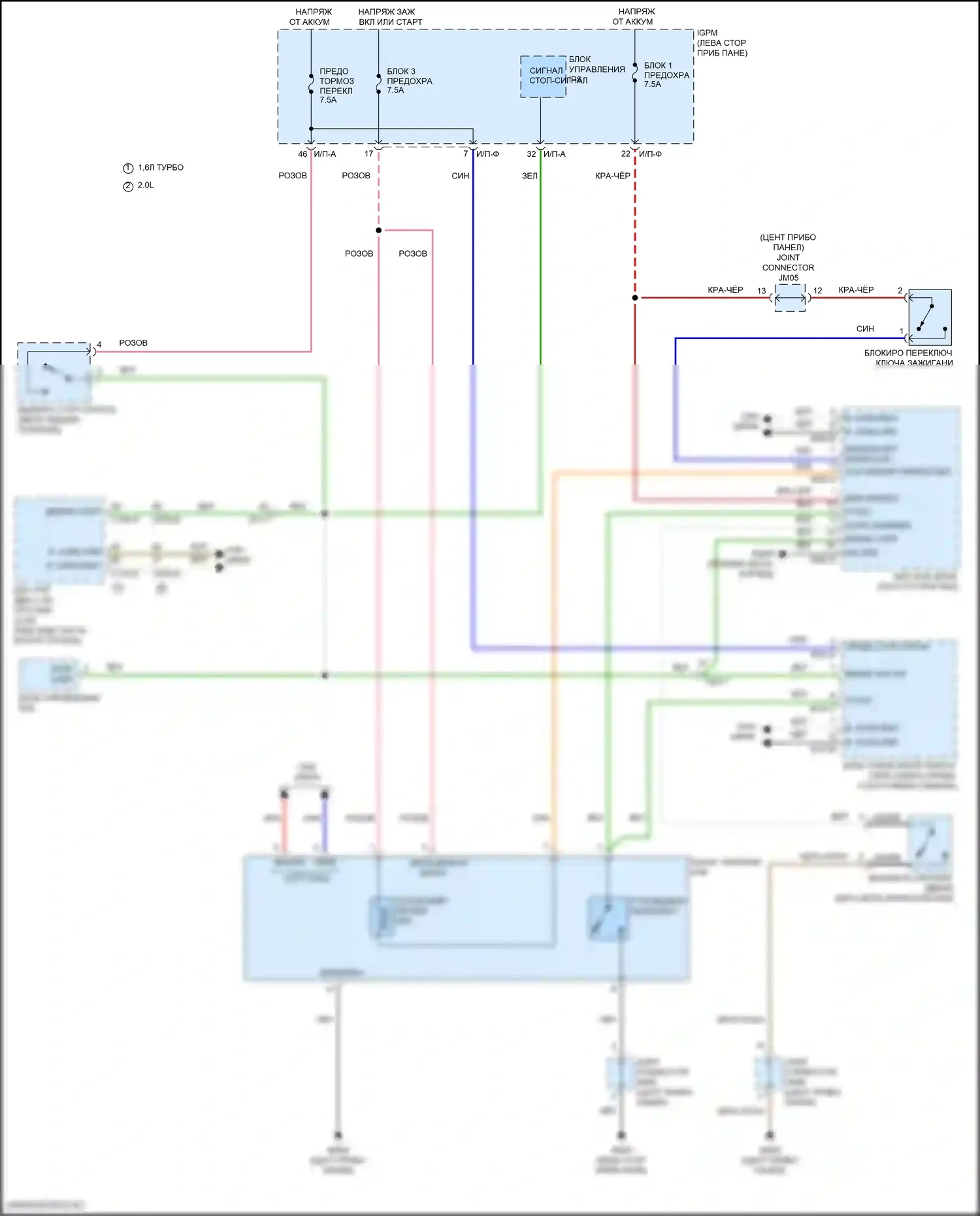 Kona Hyundai I (2017-2021): Электросхема блокировки селектора, dct 