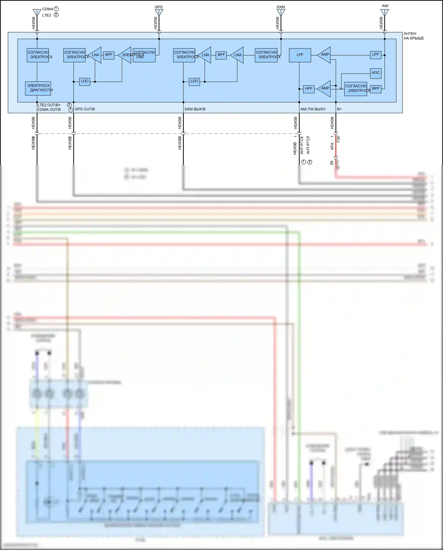 Kona Hyundai I (2017-2021): Электросхема магнитолы, с навигацией (2 из 4) 