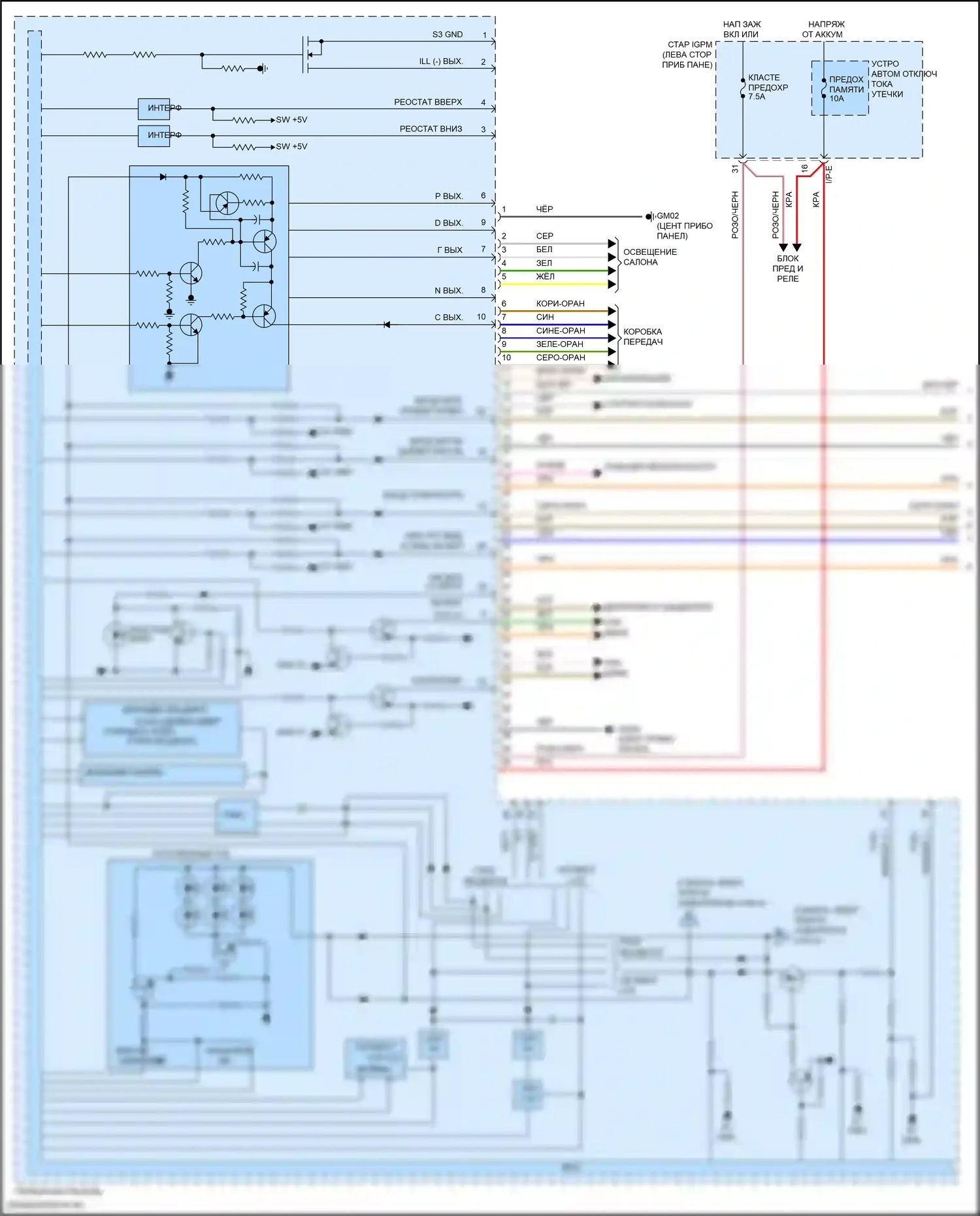 Kona Hyundai I (2017-2021): Электросхема приборной панели (1 из 4) 