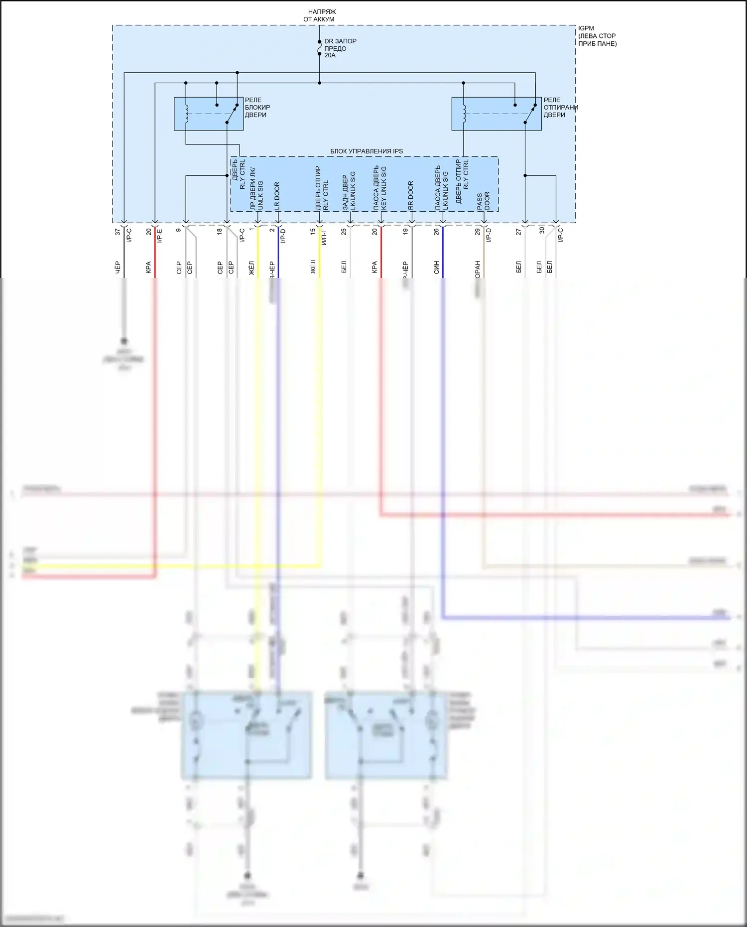 Kona Hyundai I (2017-2021): Электросхема центрального замка (2 из 3) 