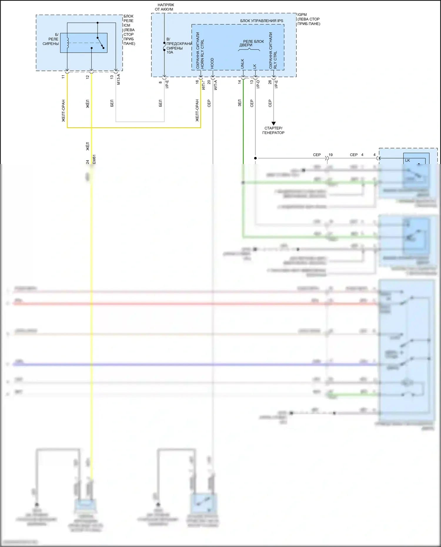 Kona Hyundai I (2017-2021): Электросхема центрального замка (3 из 3) 