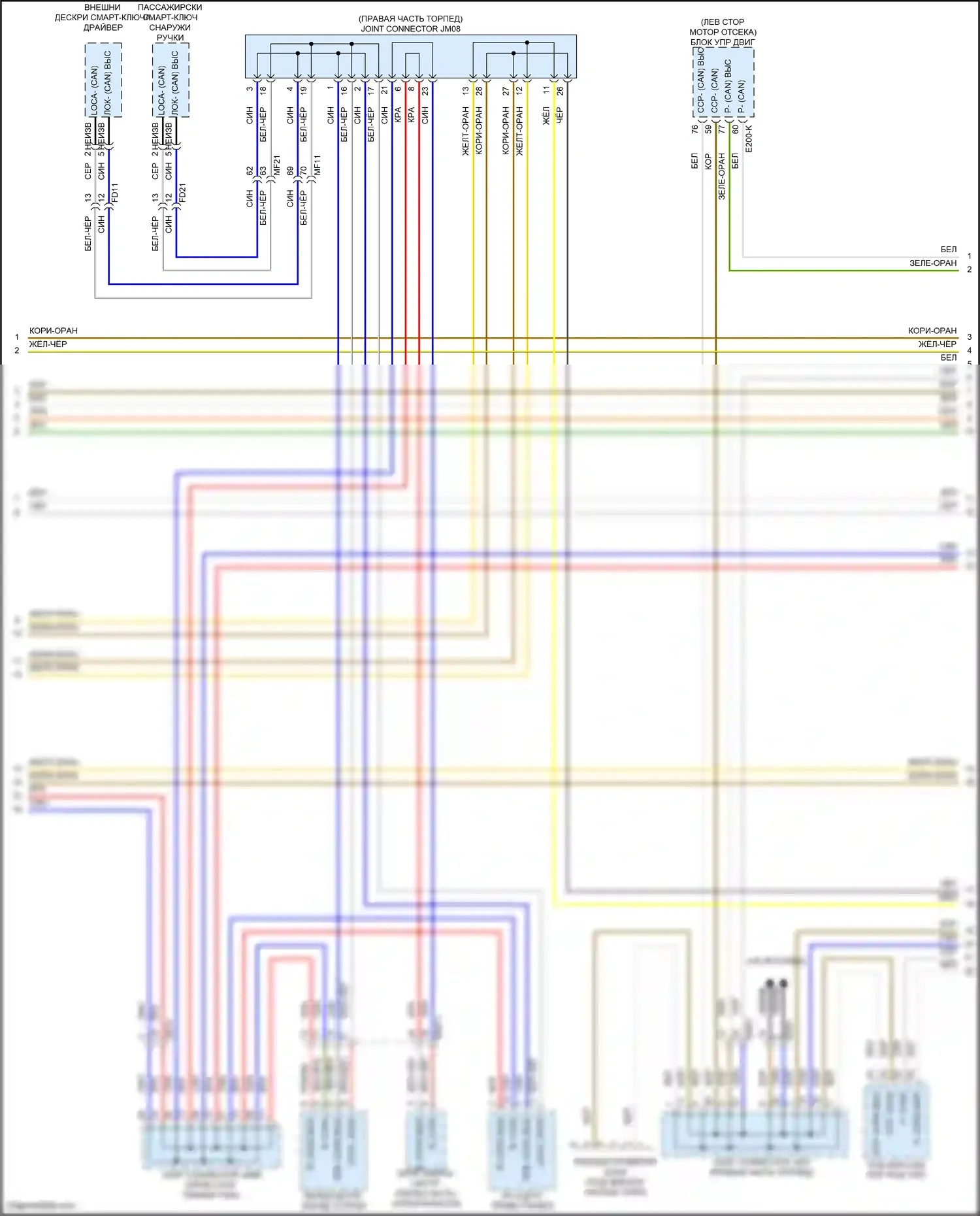 Palisade Hyundai I рестайлинг (2022-2024): Can шина электросхема (3 из 6) 