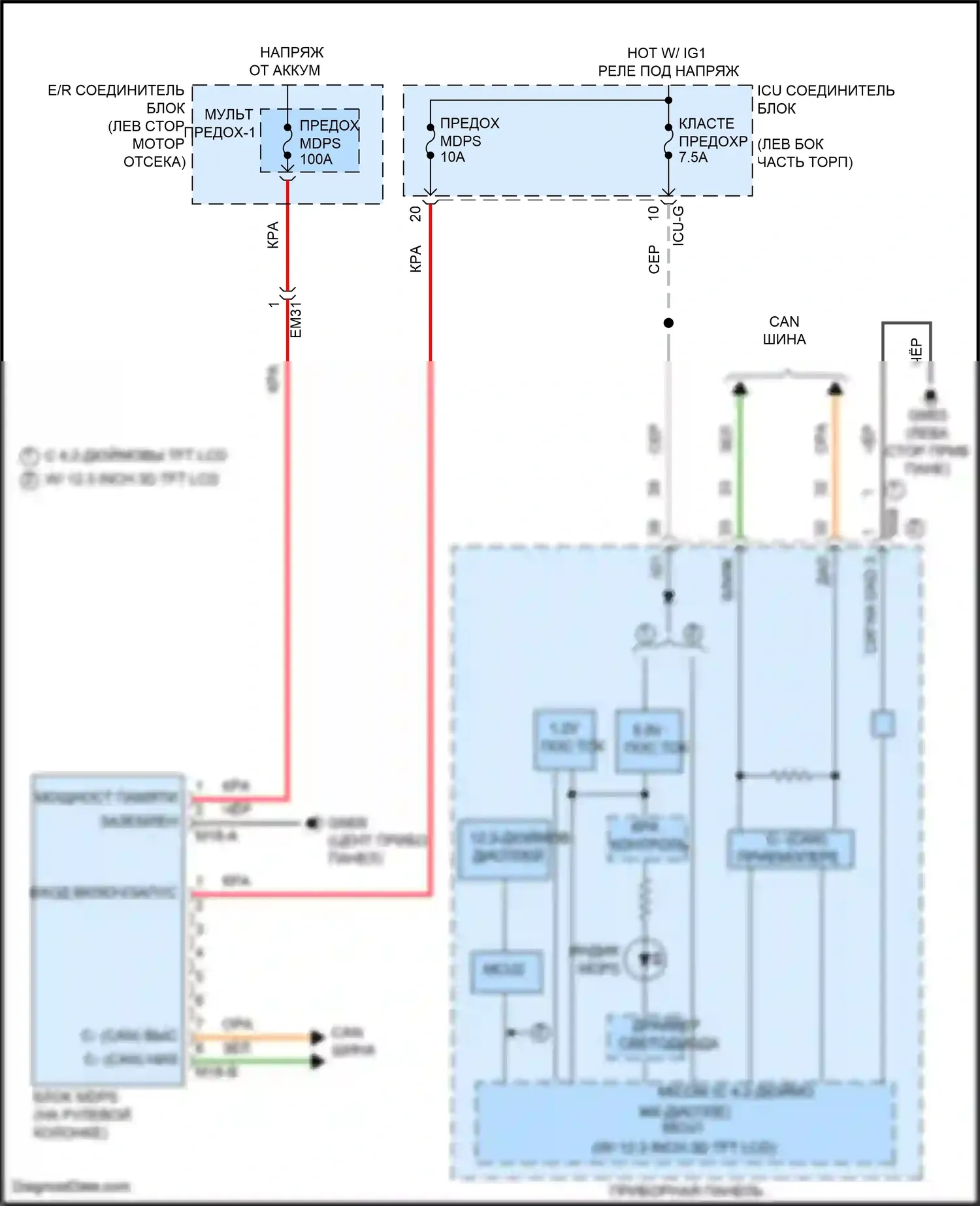 Palisade Hyundai I рестайлинг (2022-2024): Электросхема электроусилителя руля 