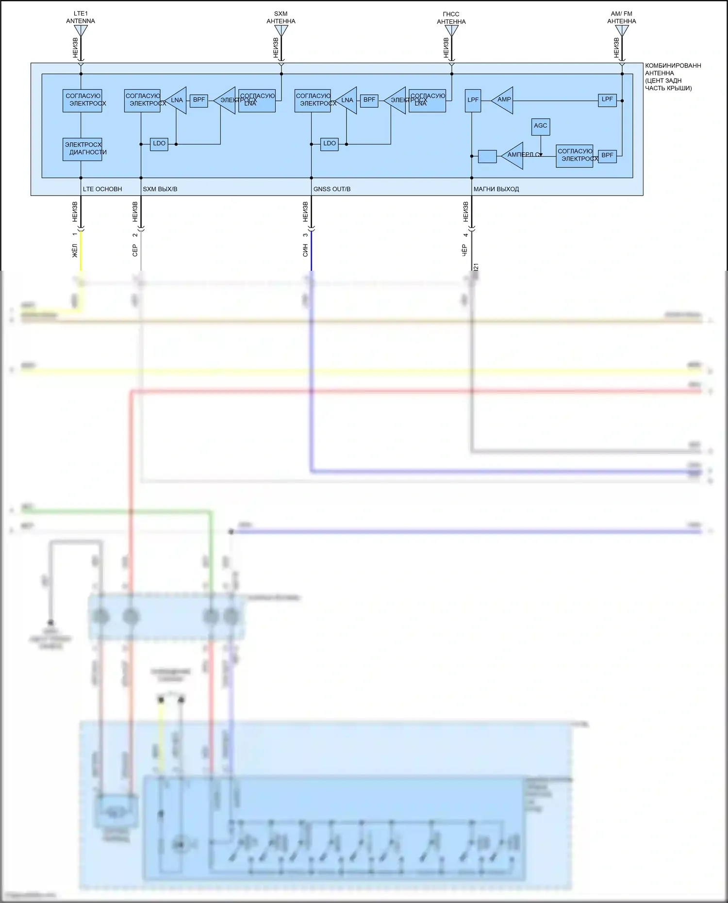 Palisade Hyundai I рестайлинг (2022-2024): Электросхема магнитолы, без усилителя (2 из 4) 