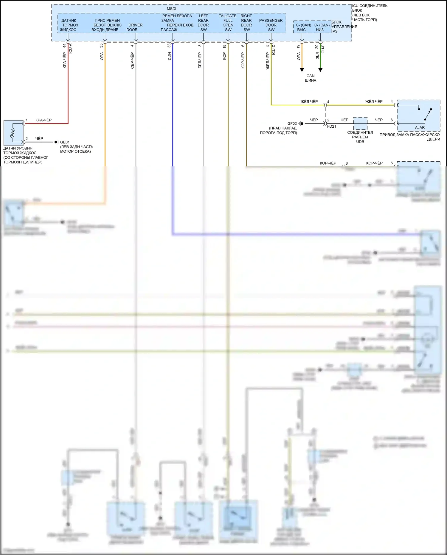 Palisade Hyundai I рестайлинг (2022-2024): Электросхема звонка (2 из 2) 