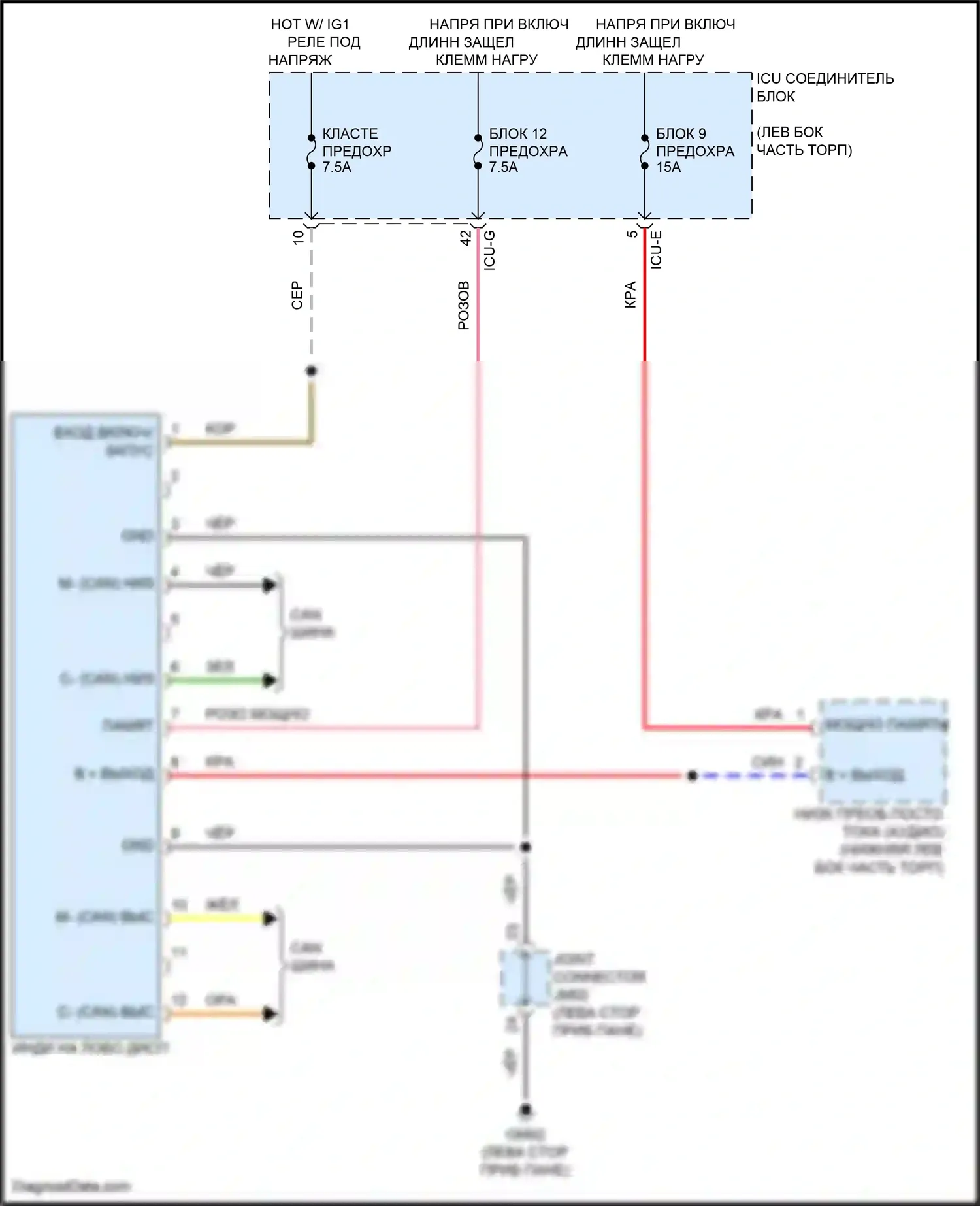 Palisade Hyundai I рестайлинг (2022-2024): Электросхема лобового дисплея 