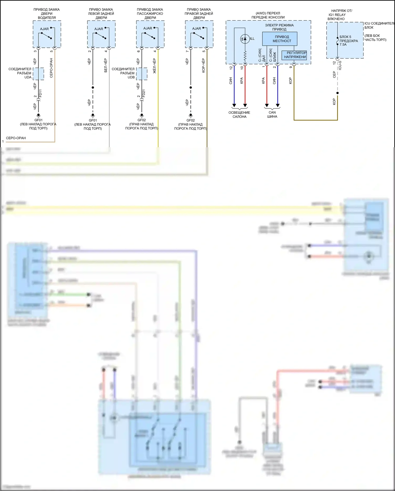 Palisade Hyundai I рестайлинг (2022-2024): Электросхема приборной панели, с 12,3-дюймовым 3d tft lcd (3 из 3) 
