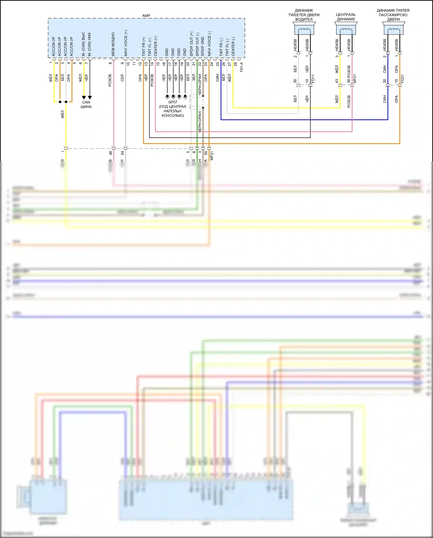 Palisade Hyundai I рестайлинг (2022-2024): Электросхема навигации, с усилителем (3 из 5) 
