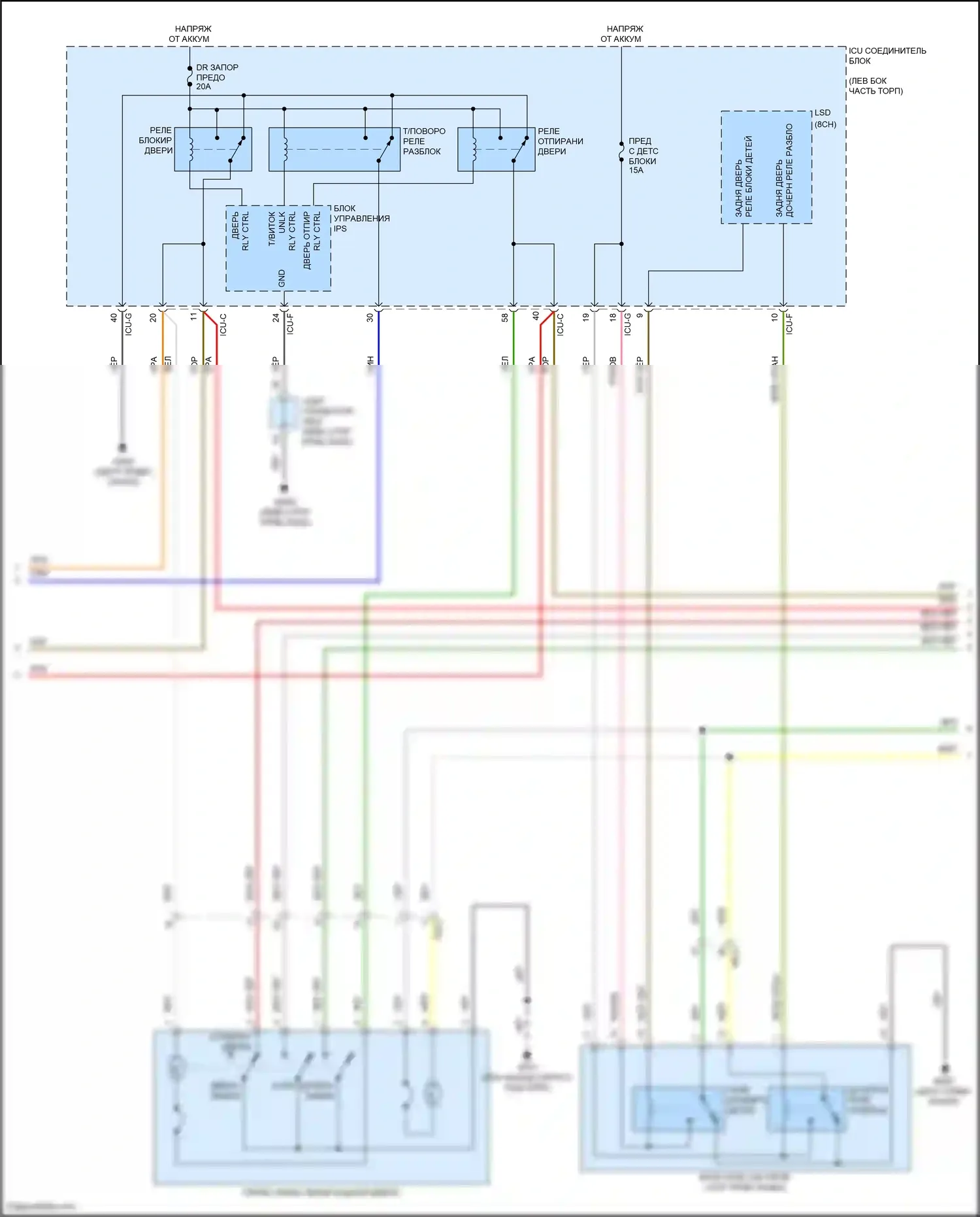 Palisade Hyundai I рестайлинг (2022-2024): Электросхема центрального замка (2 из 3) 