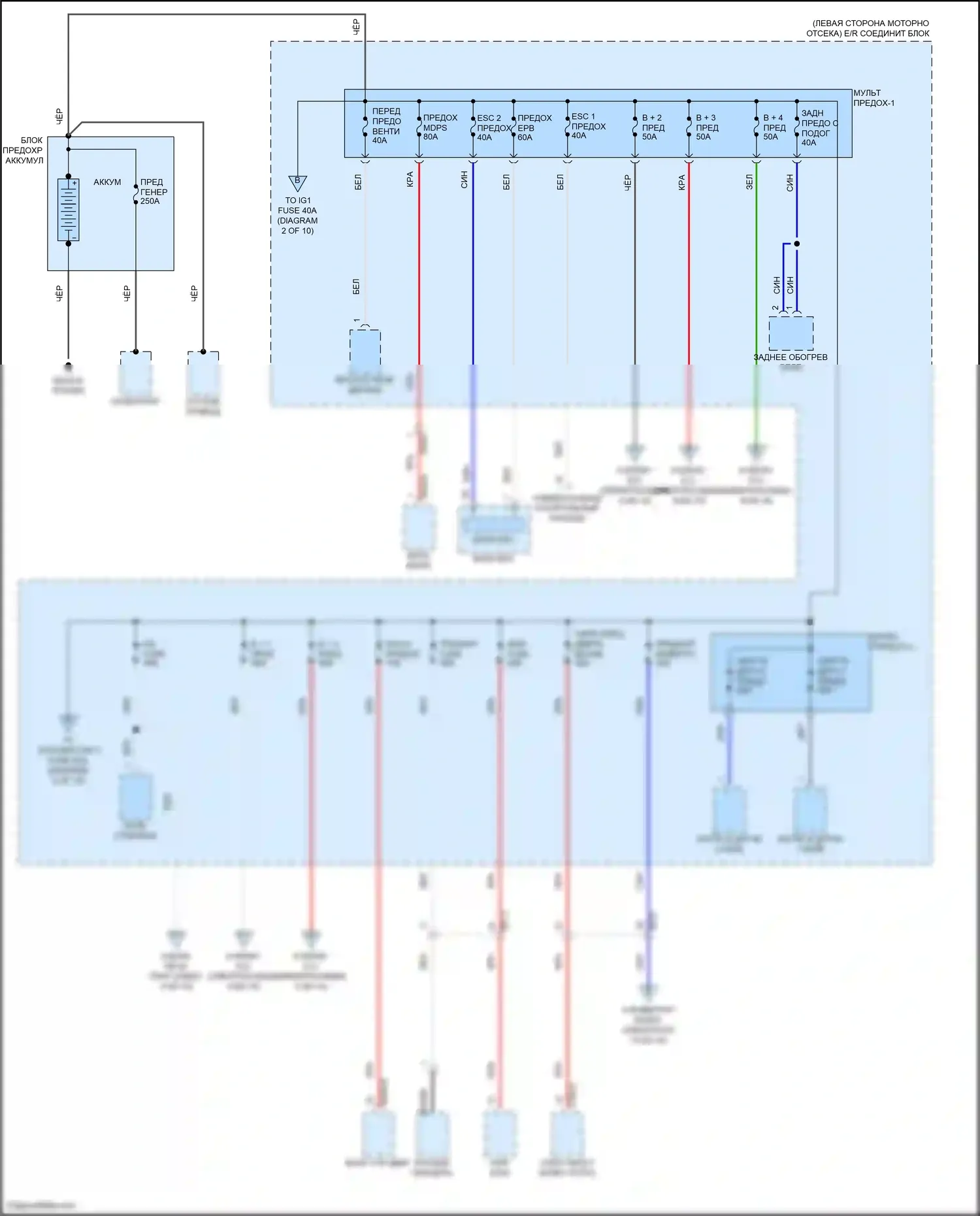 Palisade Hyundai I (2018-2022): Электросхема блока предохранителей реле (1 из 10) 