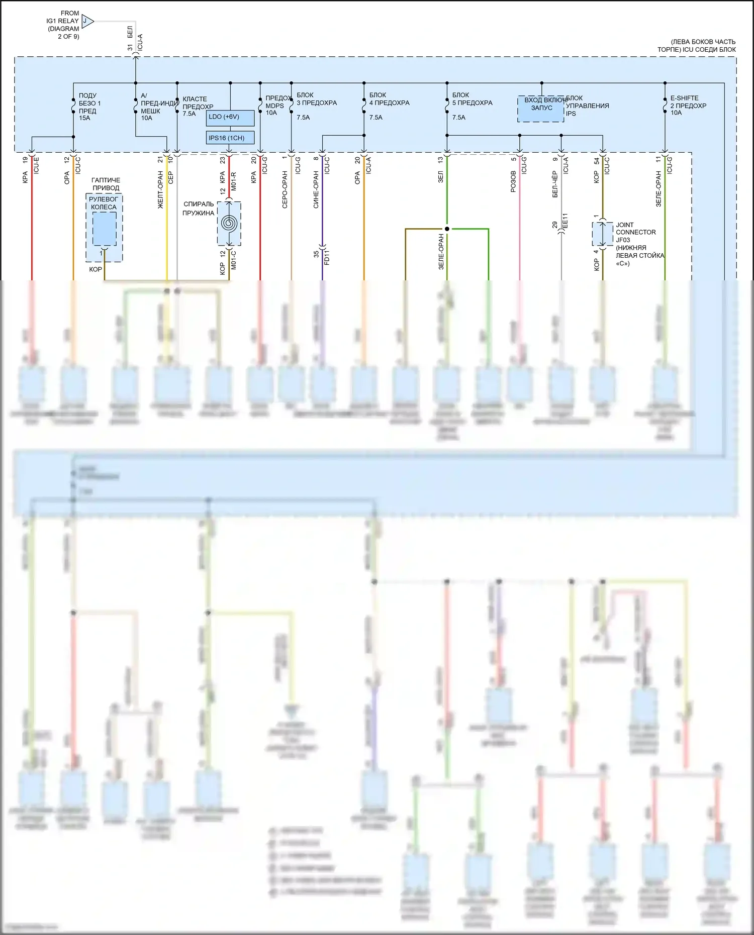 Palisade Hyundai I (2018-2022): Электросхема блока предохранителей реле (9 из 10) 