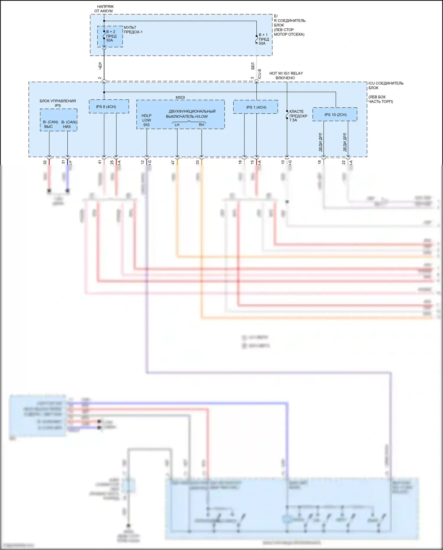 Palisade Hyundai I (2018-2022): Электросхема фар (1 из 3) 