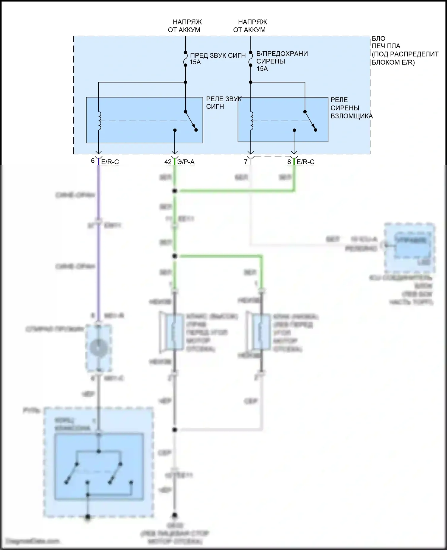 Palisade Hyundai I (2018-2022): Электросхема клаксона 