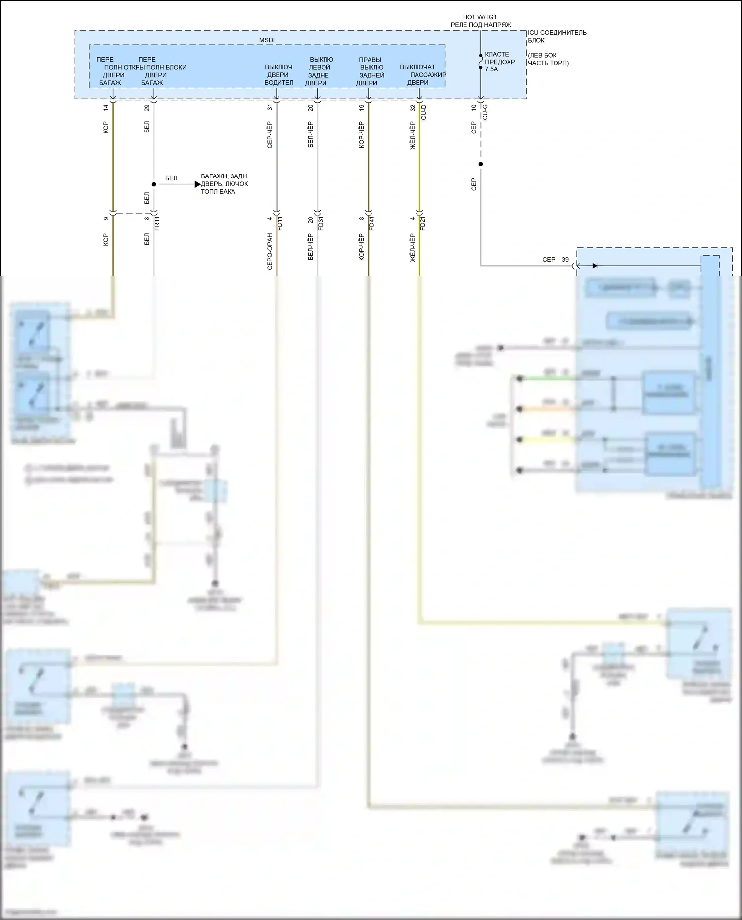 Palisade Hyundai I (2018-2022): Электросхема освещения салона (3 из 3) 