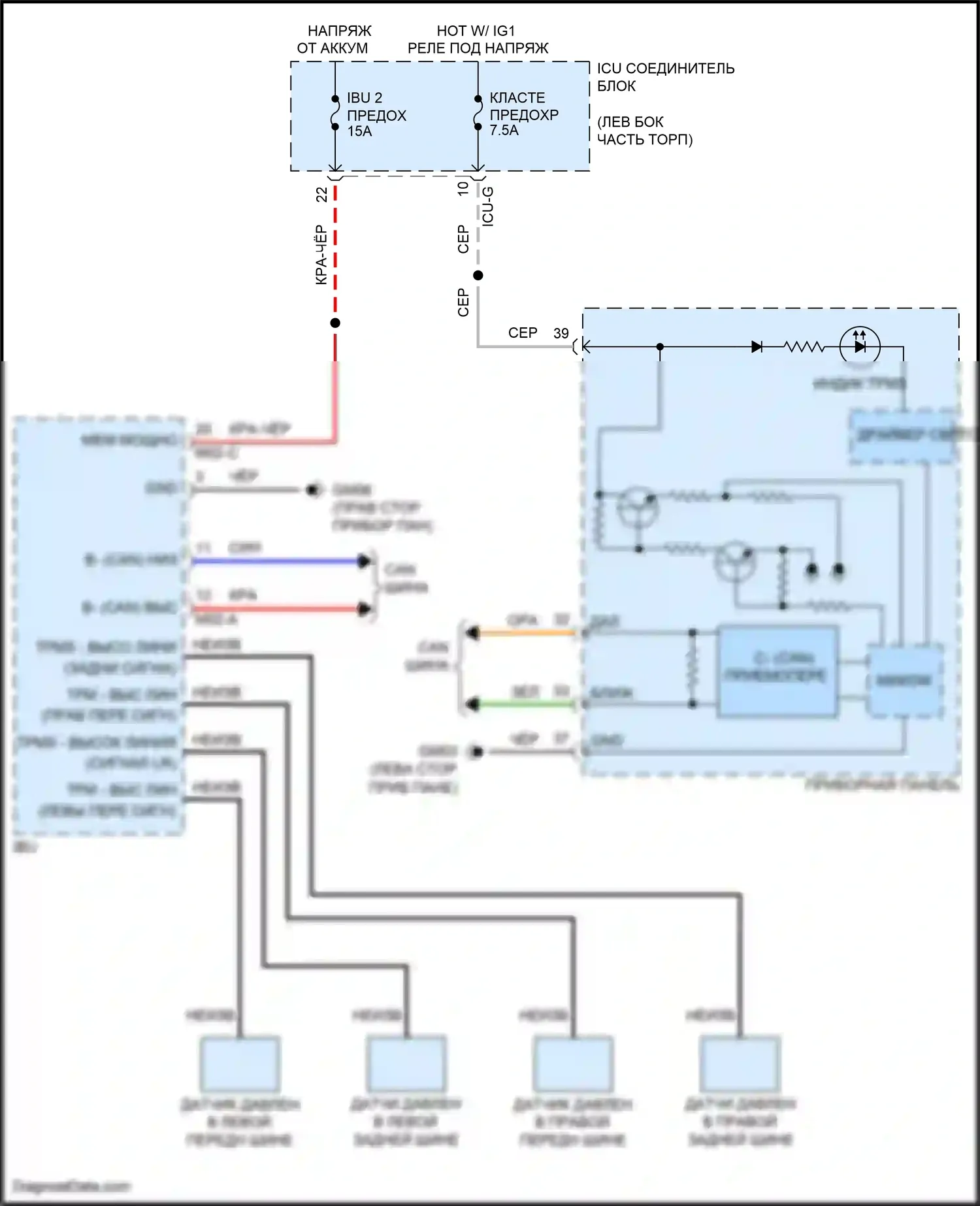 Palisade Hyundai I (2018-2022): Электросхема контроля давления в шинах 