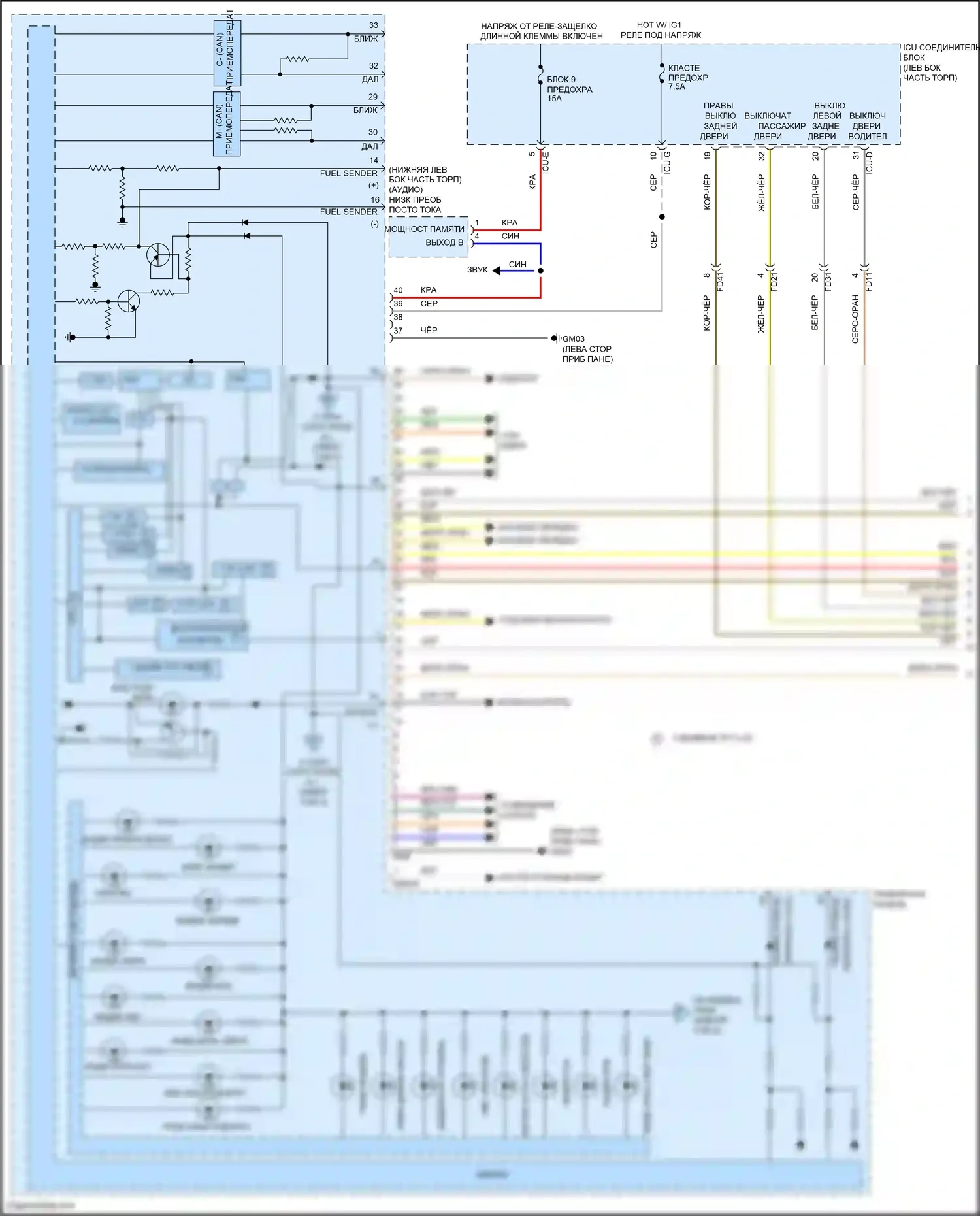 Palisade Hyundai I (2018-2022): Электросхема приборной панели (1 из 3) 