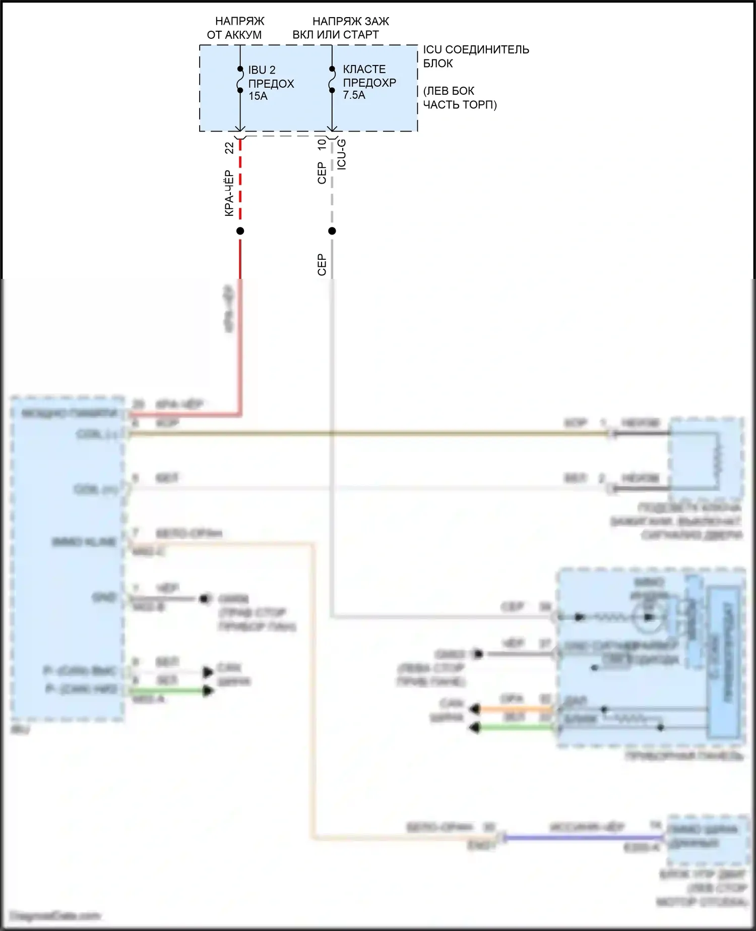 Palisade Hyundai I (2018-2022): Электросхема иммобилайзера, без смарт-ключа 