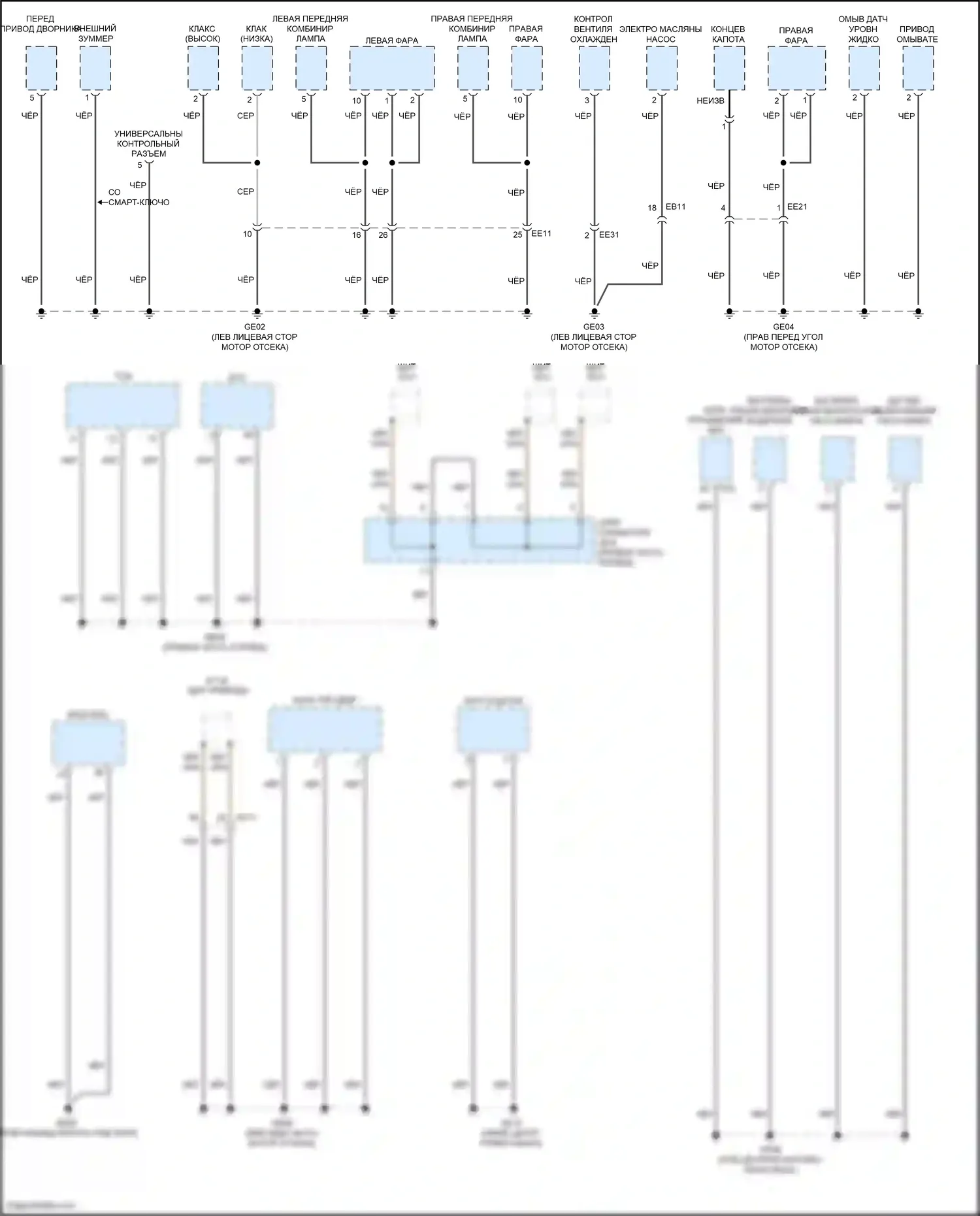 Palisade Hyundai I (2018-2022): Электросхема разводки массы (3 из 7) 