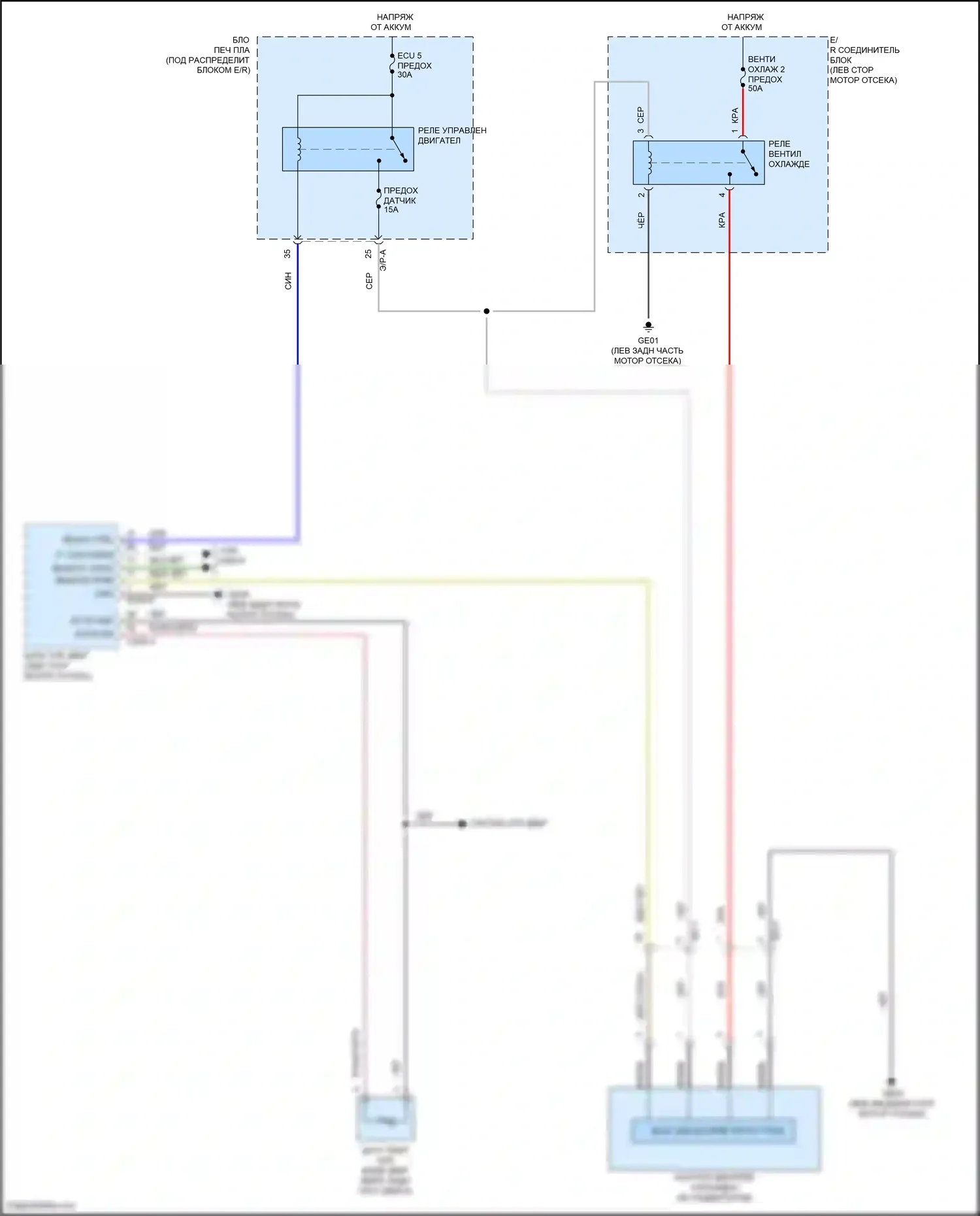Palisade Hyundai I (2018-2022): Электросхема вентилятора охлаждения 
