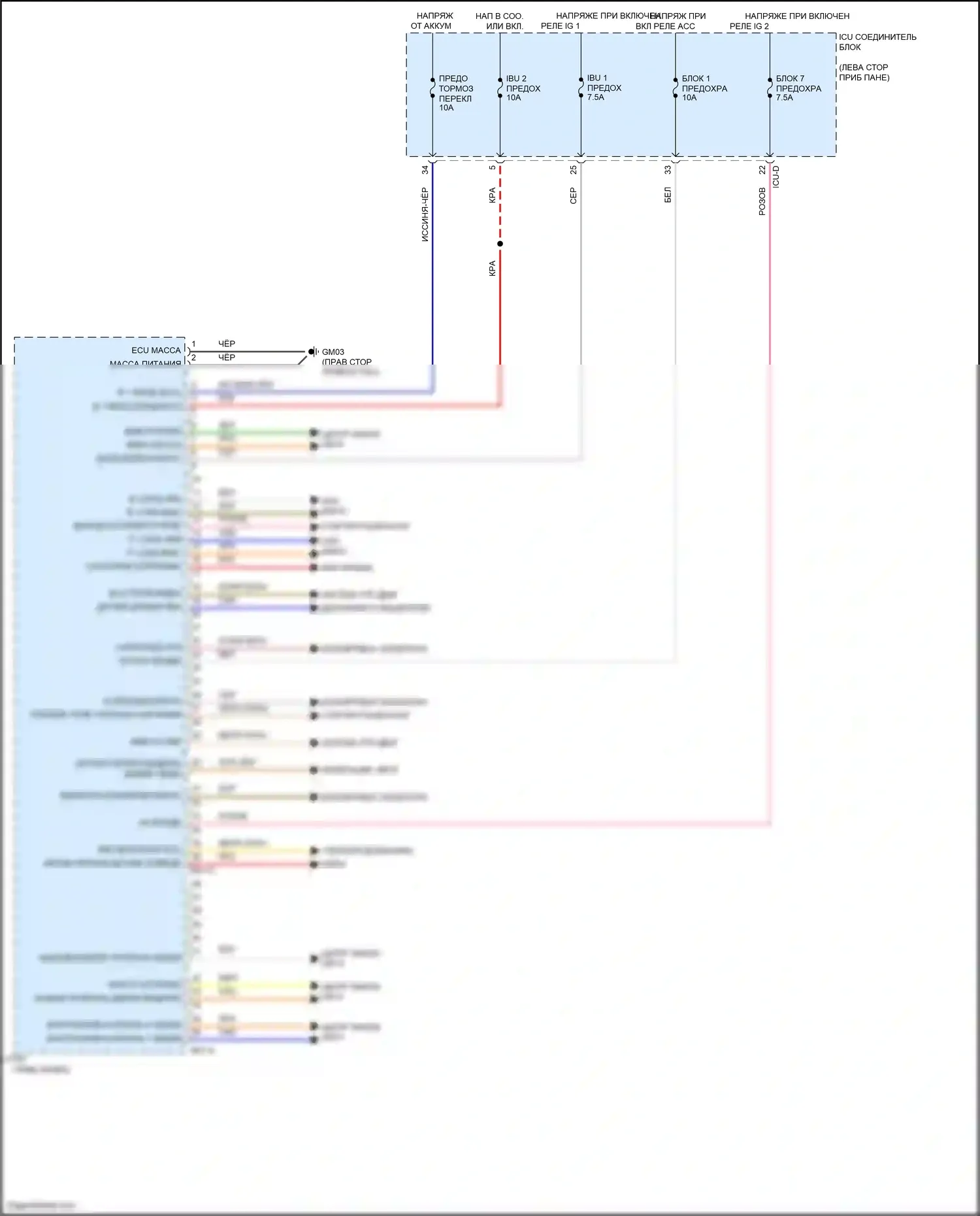 Santa Cruz Hyundai I (2021-2024): Электросхема блока встроенного управления (1 из 2) 