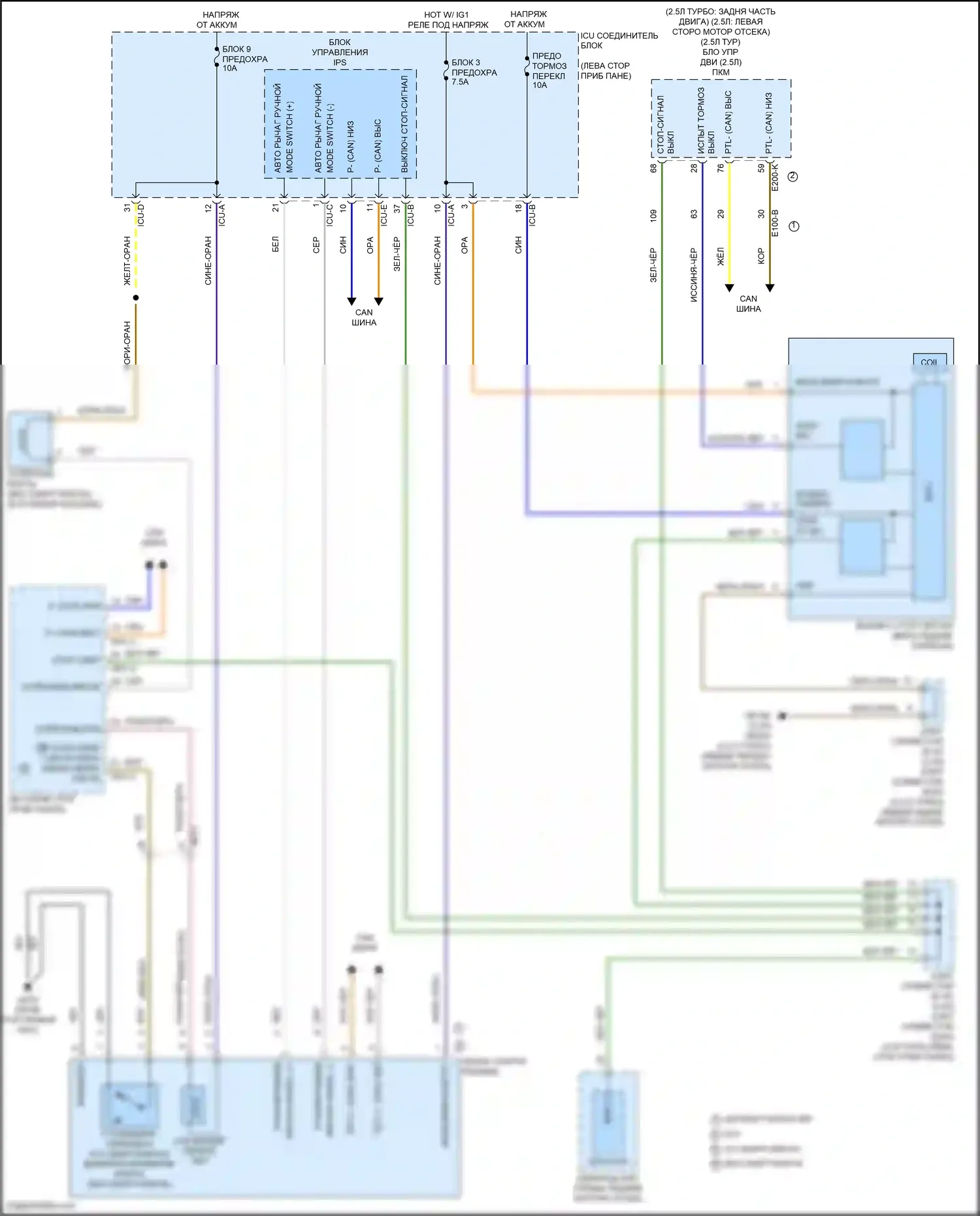 Santa Cruz Hyundai I (2021-2024): Электросхема блокировки селектора 