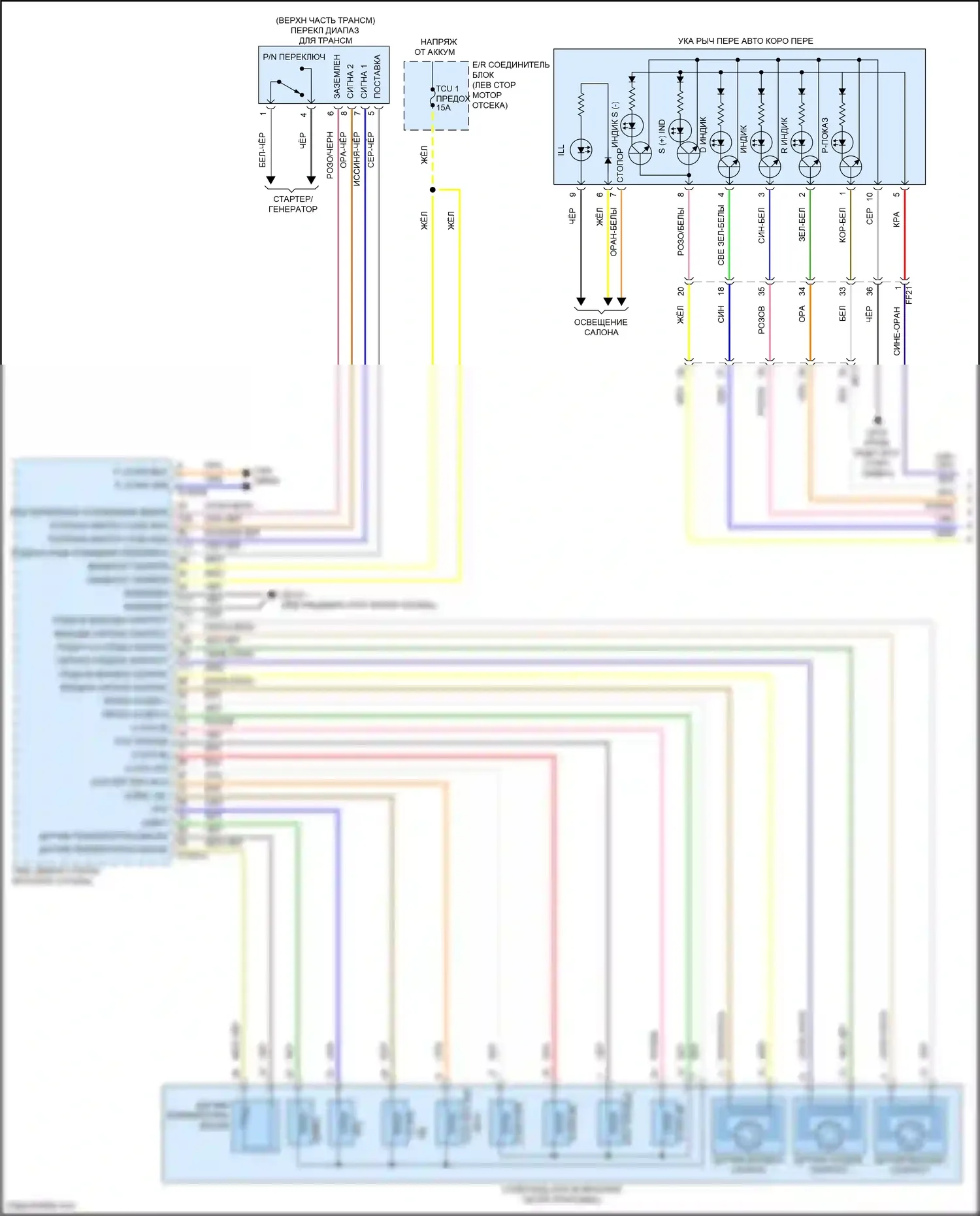 Santa Cruz Hyundai I (2021-2024): 2,5л, электросхема соединений автоматической коробки передач (1 из 2) 