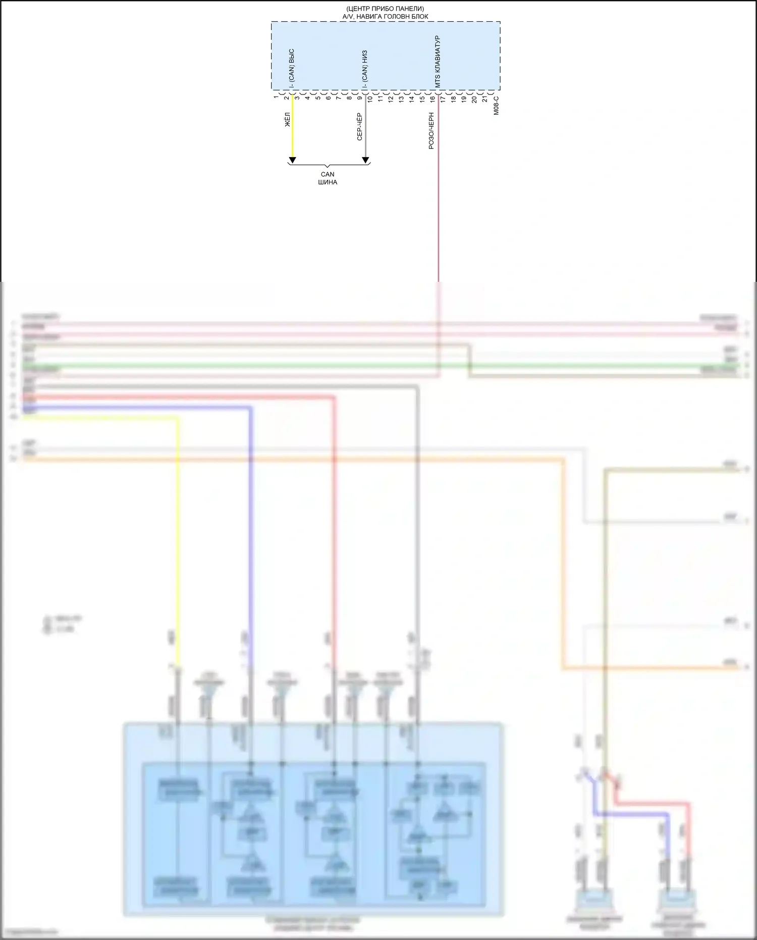 Santa Cruz Hyundai I (2021-2024): Электросхема магнитолы, с навигацией и усилителем (4 из 5) 