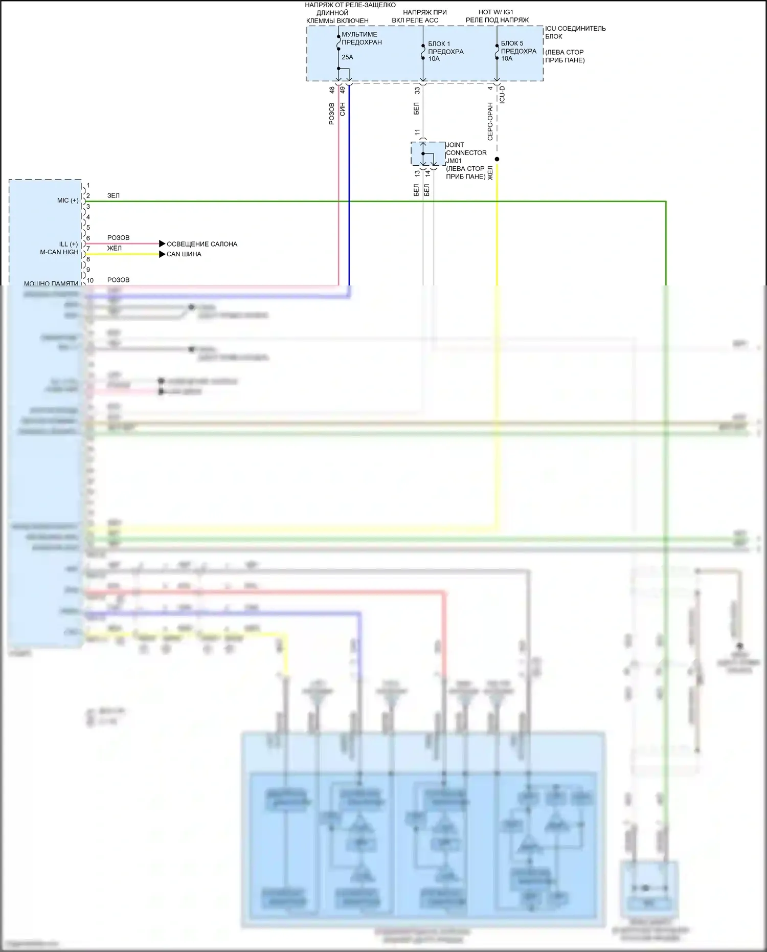 Santa Cruz Hyundai I (2021-2024): Электросхема радиопровода, без навигации и, с усилителем (1 из 5) 