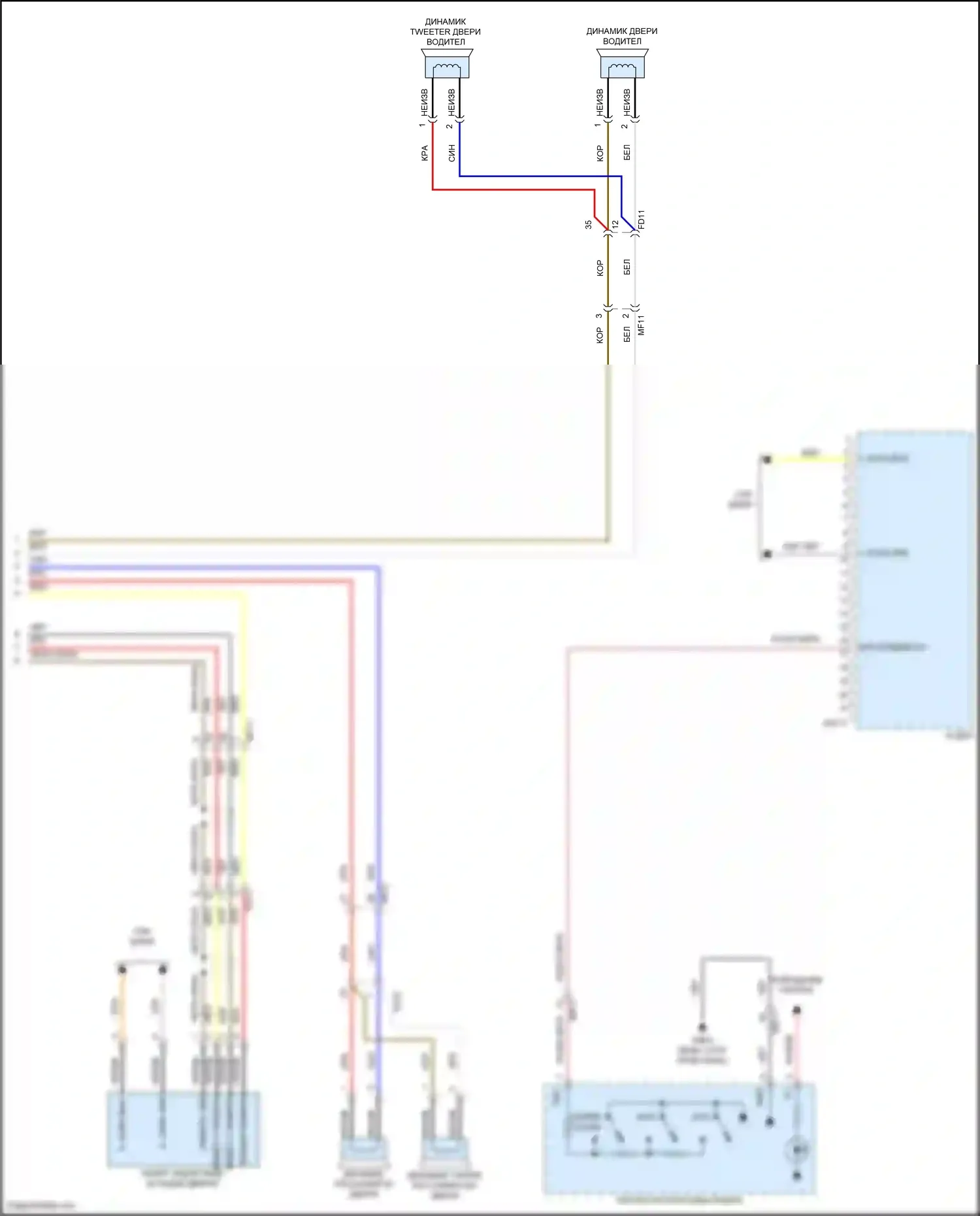 Santa Cruz Hyundai I (2021-2024): Электросхема радиосистемы, без навигации и усилителя (4 из 4) 