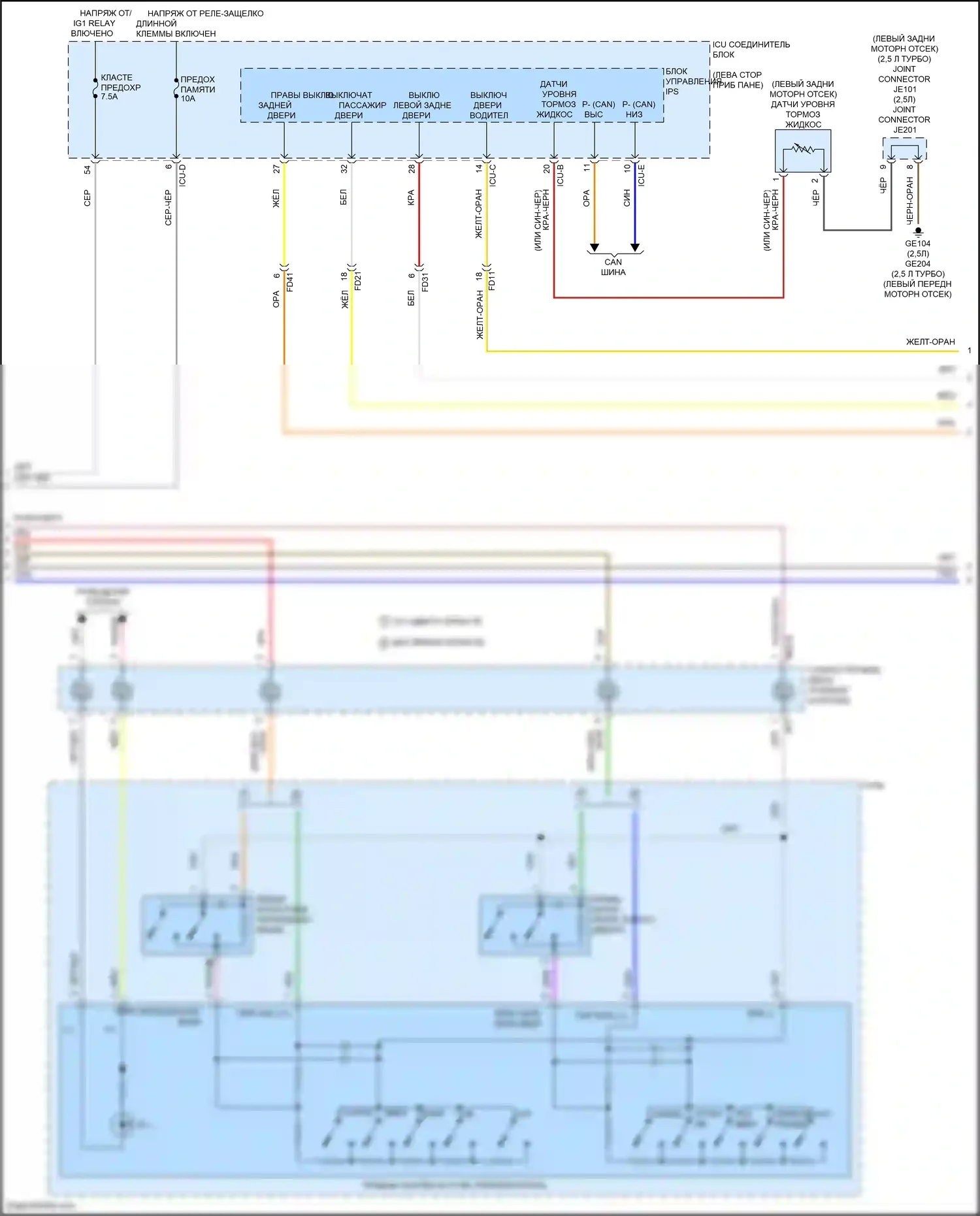 Santa Cruz Hyundai I (2021-2024): Электросхема приборной панели, с 10,25-дюймовым tft lcd (2 из 3) 