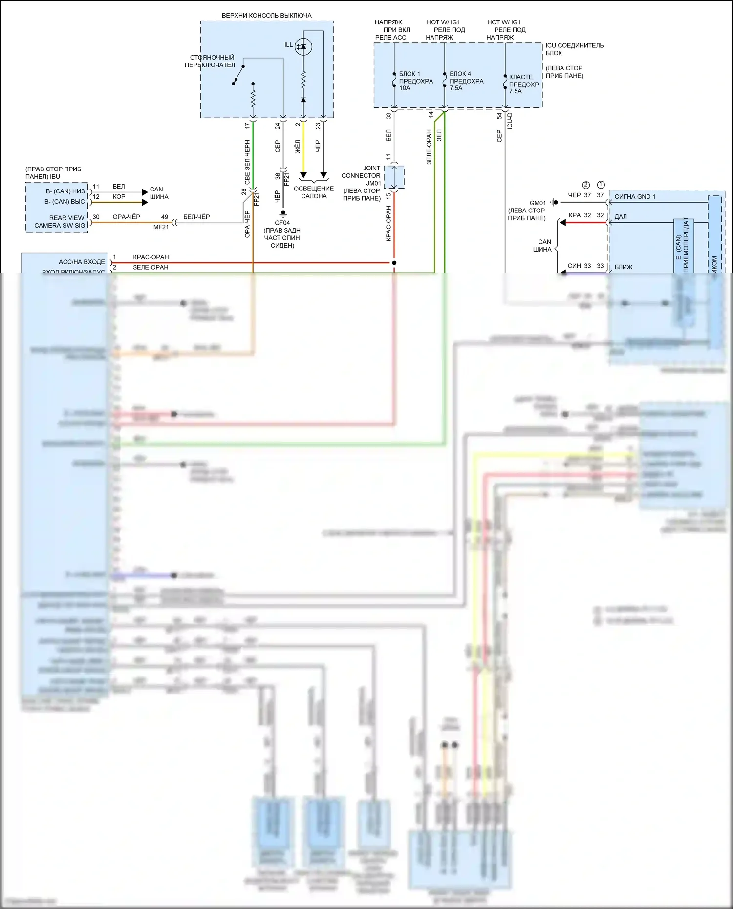 Santa Cruz Hyundai I (2021-2024): Электросхема парктроника 