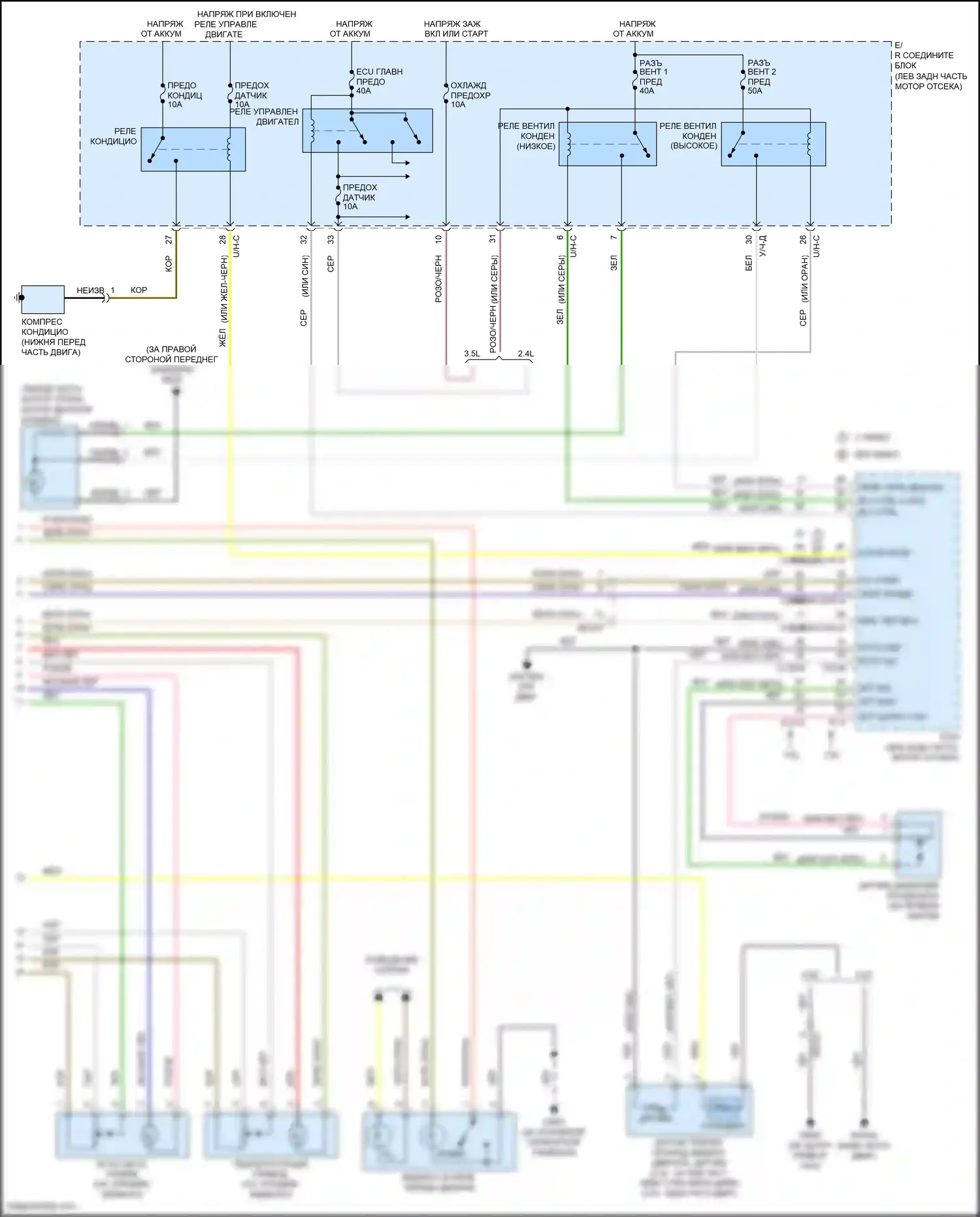 Santa Fe Hyundai II рестайлинг (2010-2012): Электросхема климат контроля (2 из 2) 