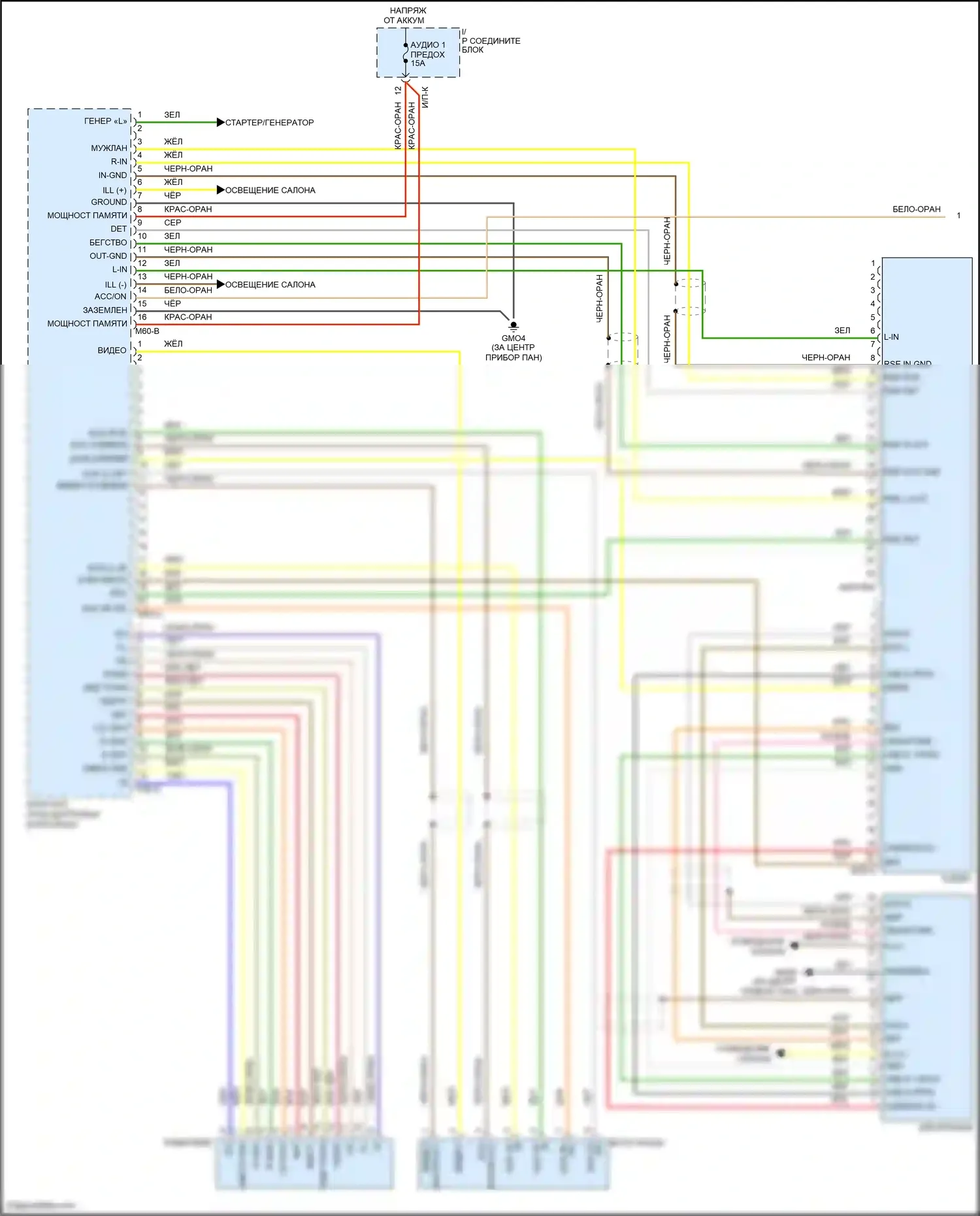 Santa Fe Hyundai II рестайлинг (2010-2012): Электросхема мультимедий заднего сиденья (1 из 2) 