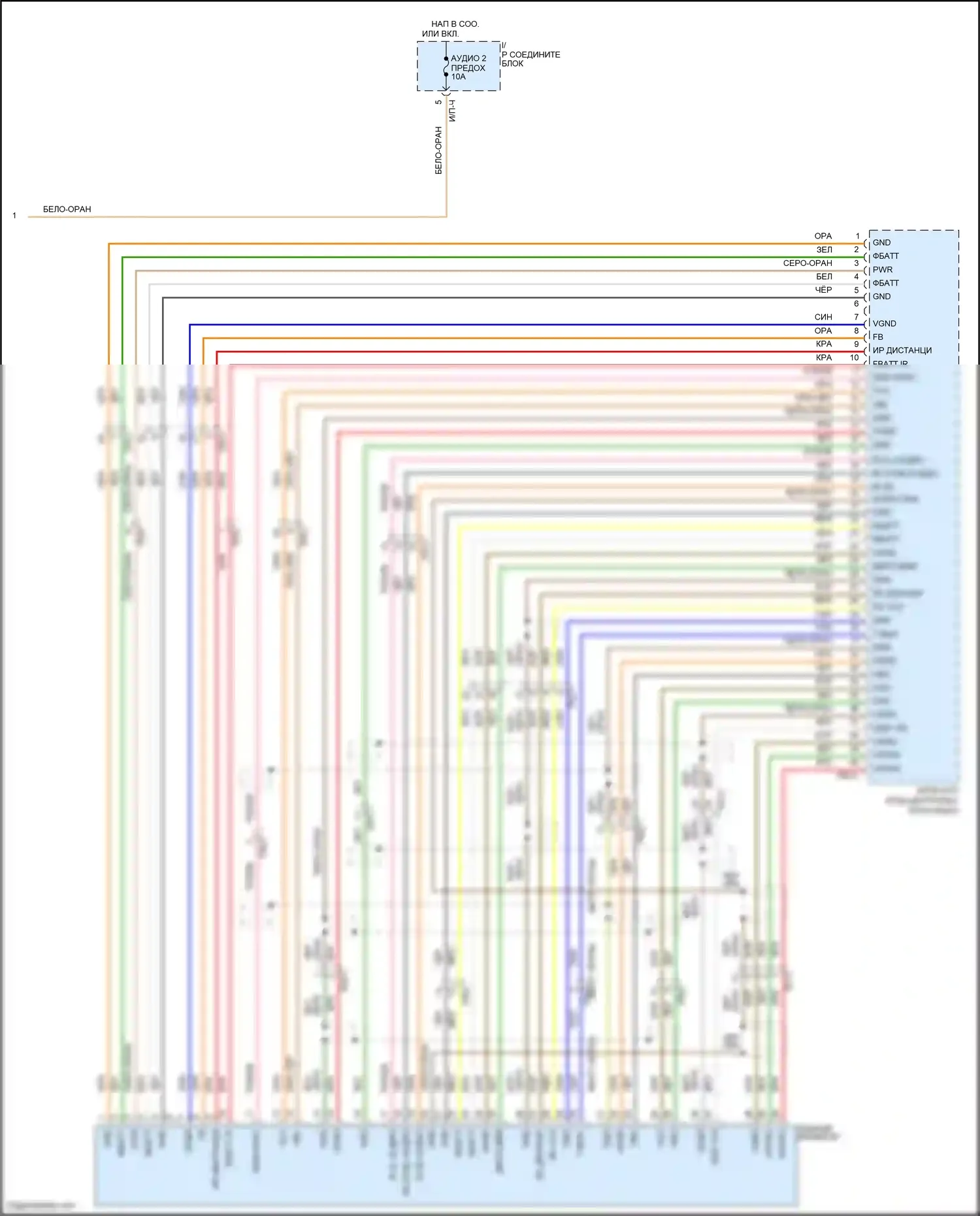 Santa Fe Hyundai II рестайлинг (2010-2012): Электросхема мультимедий заднего сиденья (2 из 2) 