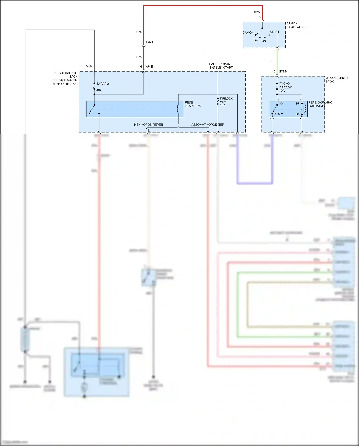 Santa Fe Hyundai II рестайлинг (2010-2012): 2.4l, электросхема стартера 
