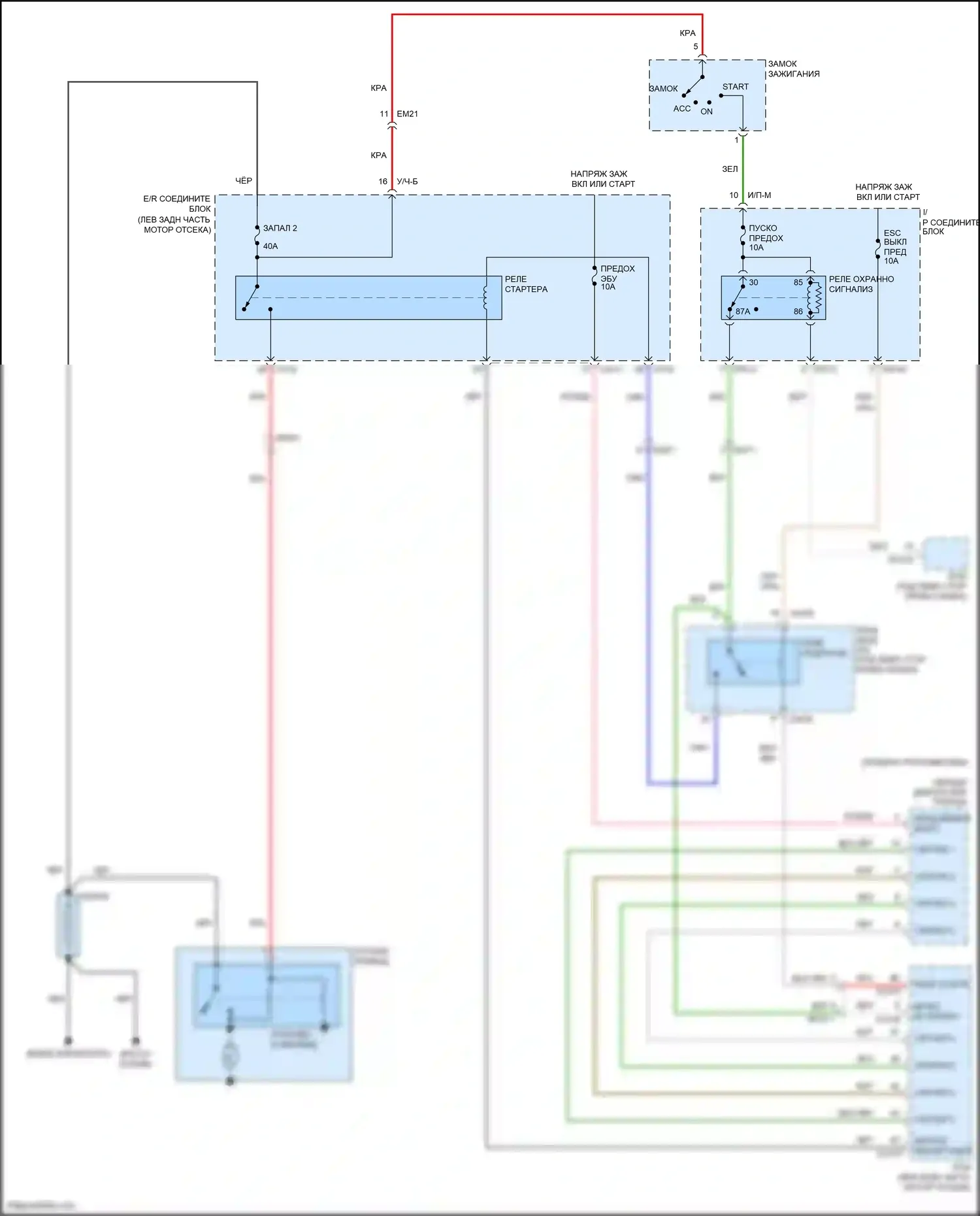 Santa Fe Hyundai II рестайлинг (2010-2012): 3.5l, электросхема стартера 