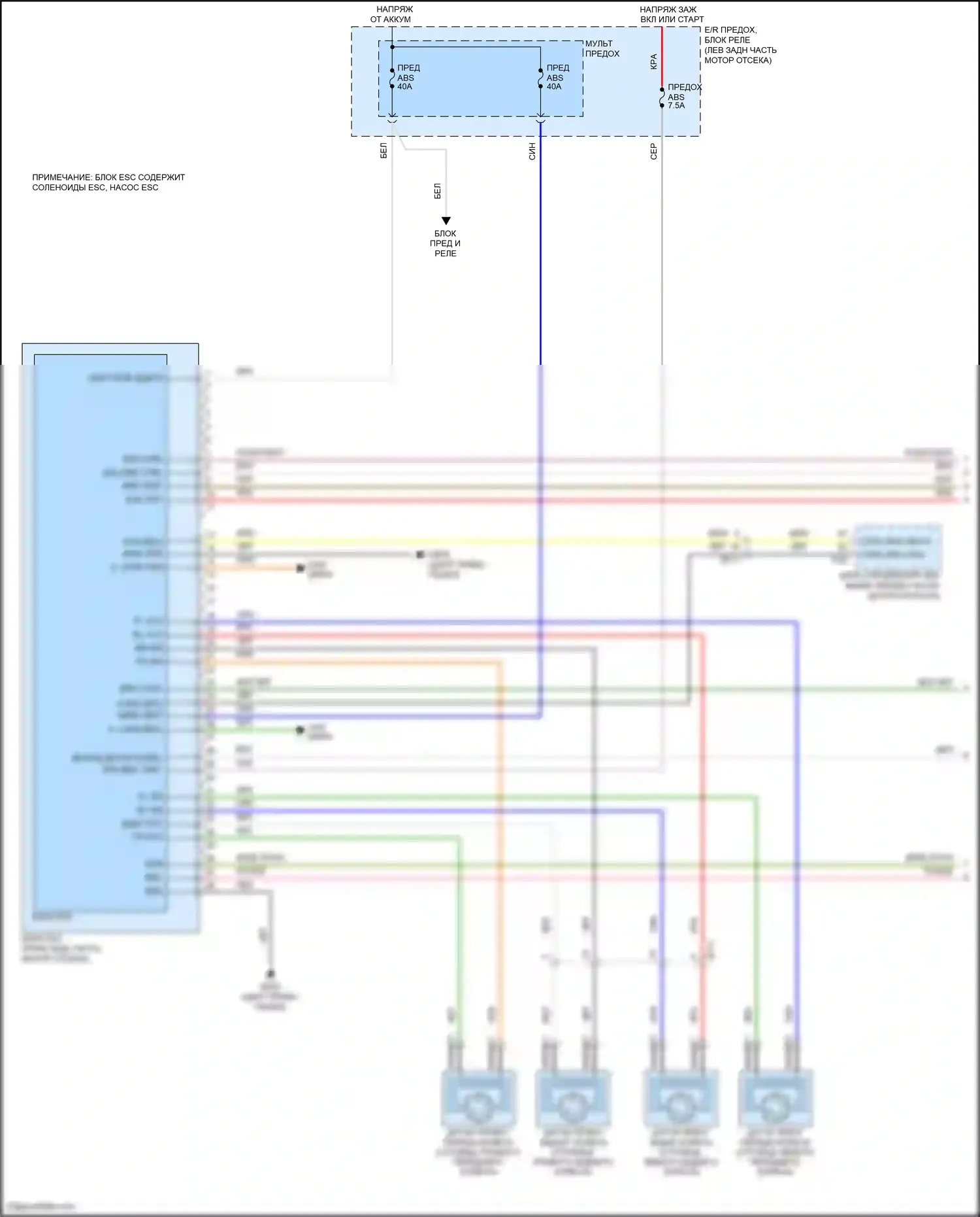 Santa Fe Hyundai III рестайлинг (2015-2018): Антиблокировочная система abs электросхема (1 из 2) 